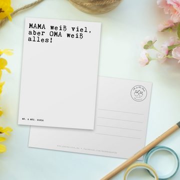 Mr. & Mrs. Panda Postkarte MAMA weiß viel, aber... - Weiß - Geschenk, Muttertag, Spruch Sprüche