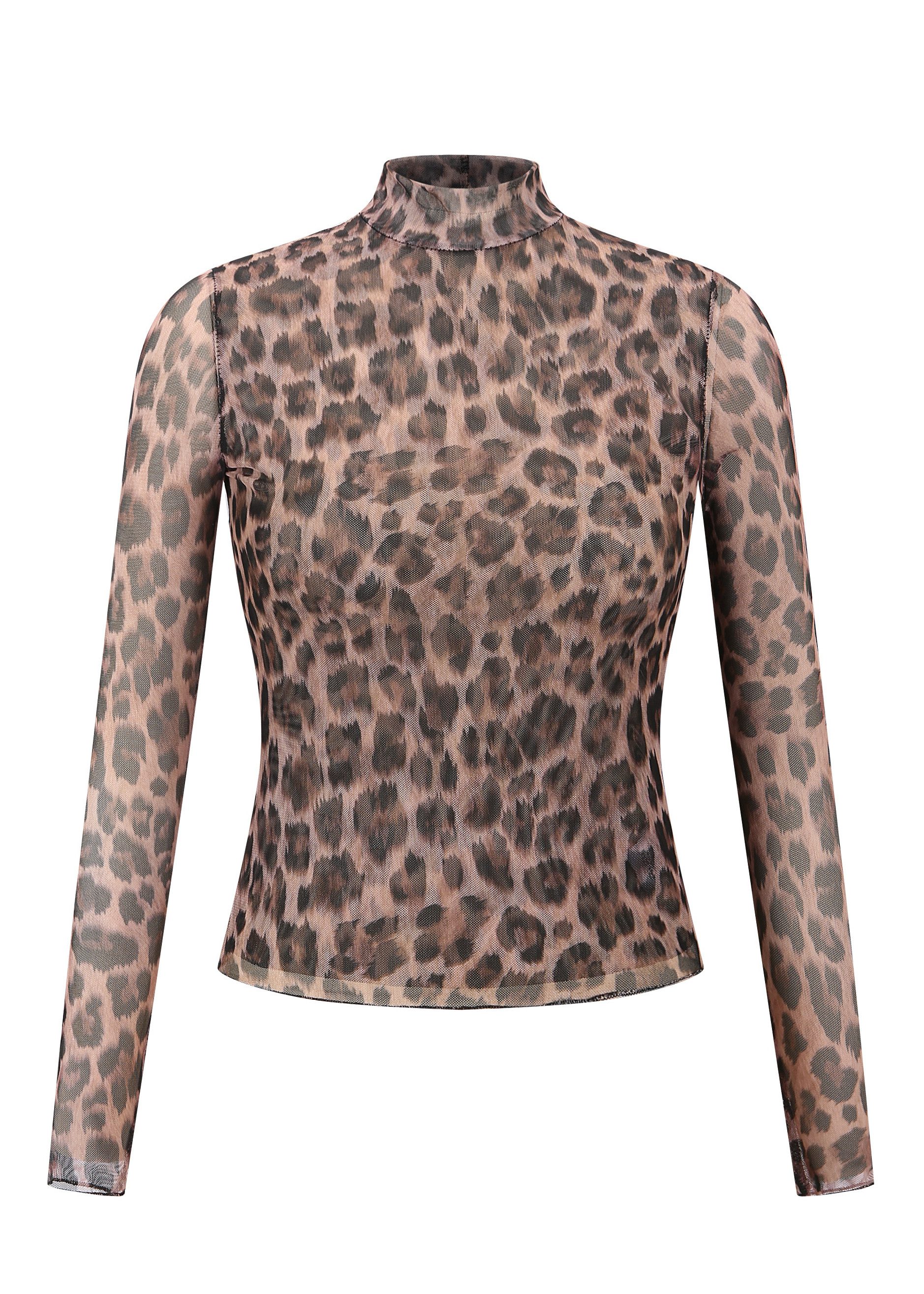 SASSYCLASSY Langarmshirt Leo Print Langarmshirt in transparenter Stoff Figu günstig online kaufen