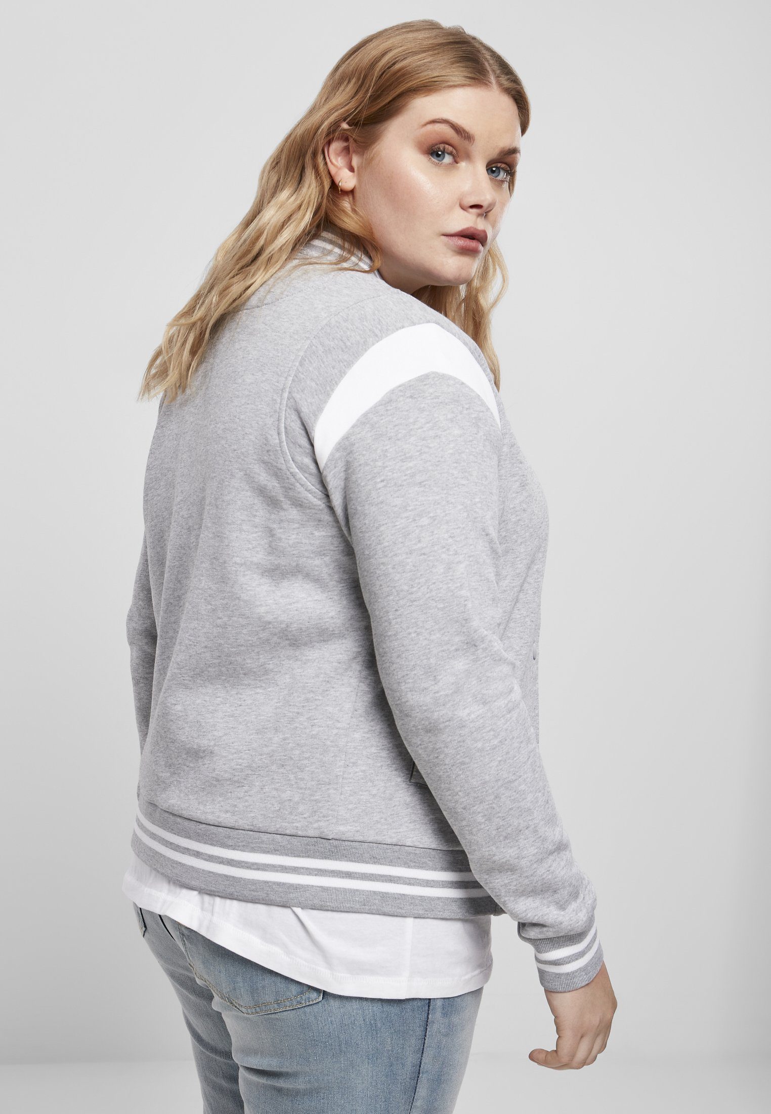 URBAN Inset CLASSICS (1-St) grey/white Ladies Collegejacke Damen Jacket College Sweat Organic