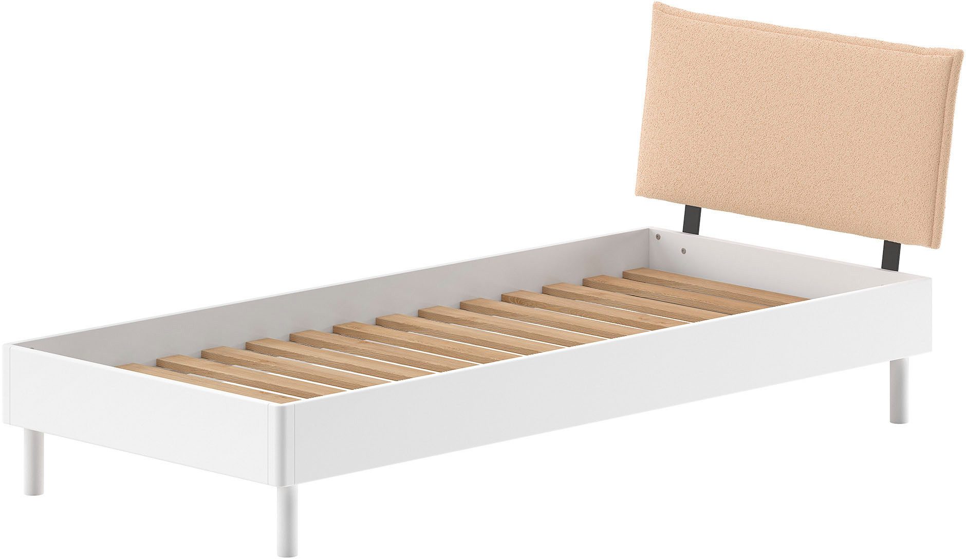 Vipack Einzelbett Forrest, mit oder ohne Polsterkopfteil, in modernem Design (Liegefläche 90x200 cm inkl. Massivholz Rolllattenrost), wahlweise in Buche oder Eiche massiv, stabil und hochwertig gebaut