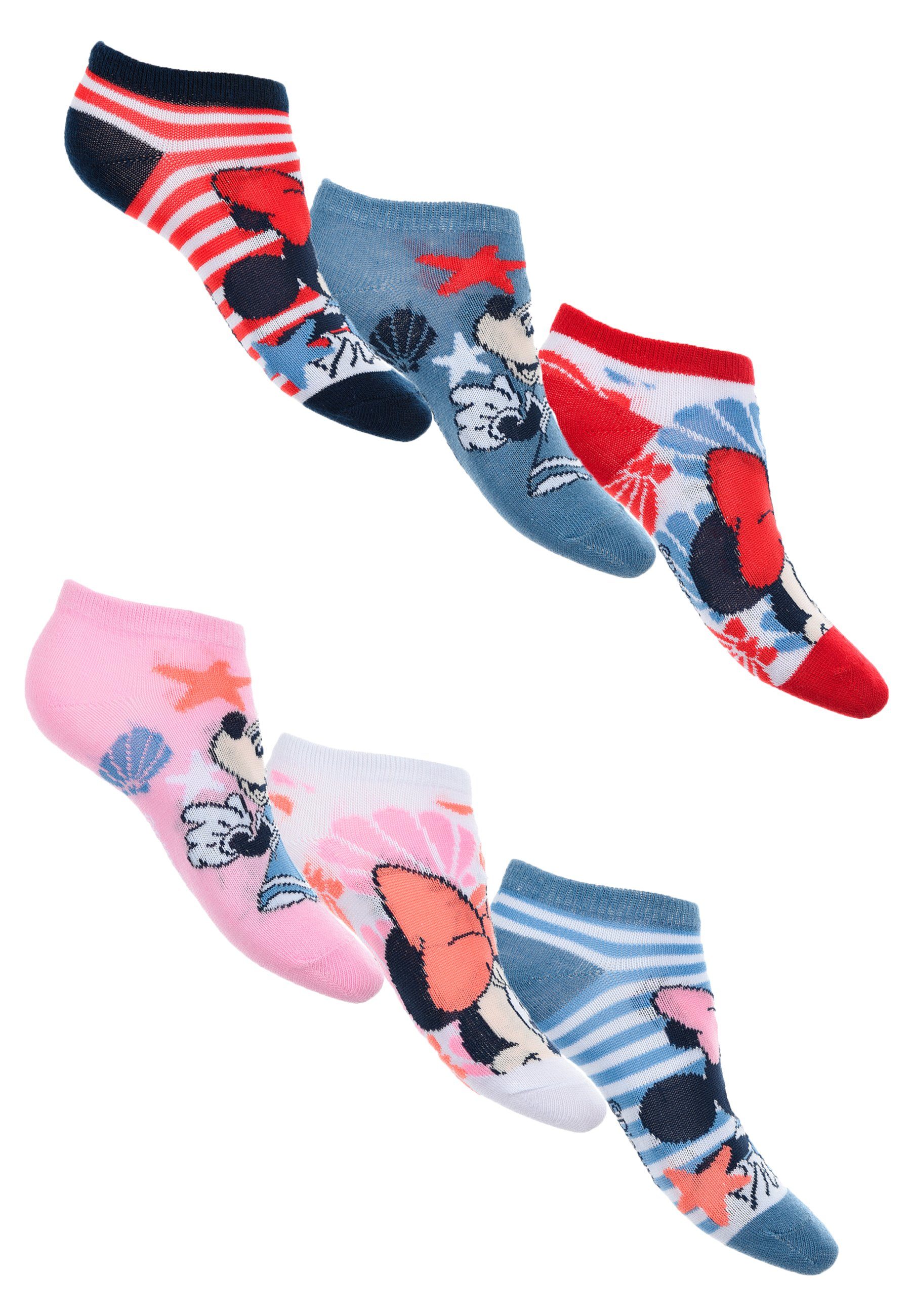 Disney Minnie Mouse Sneakersocken Kinder Mädchen Sneaker Strümpfe Socken (6-Paar)