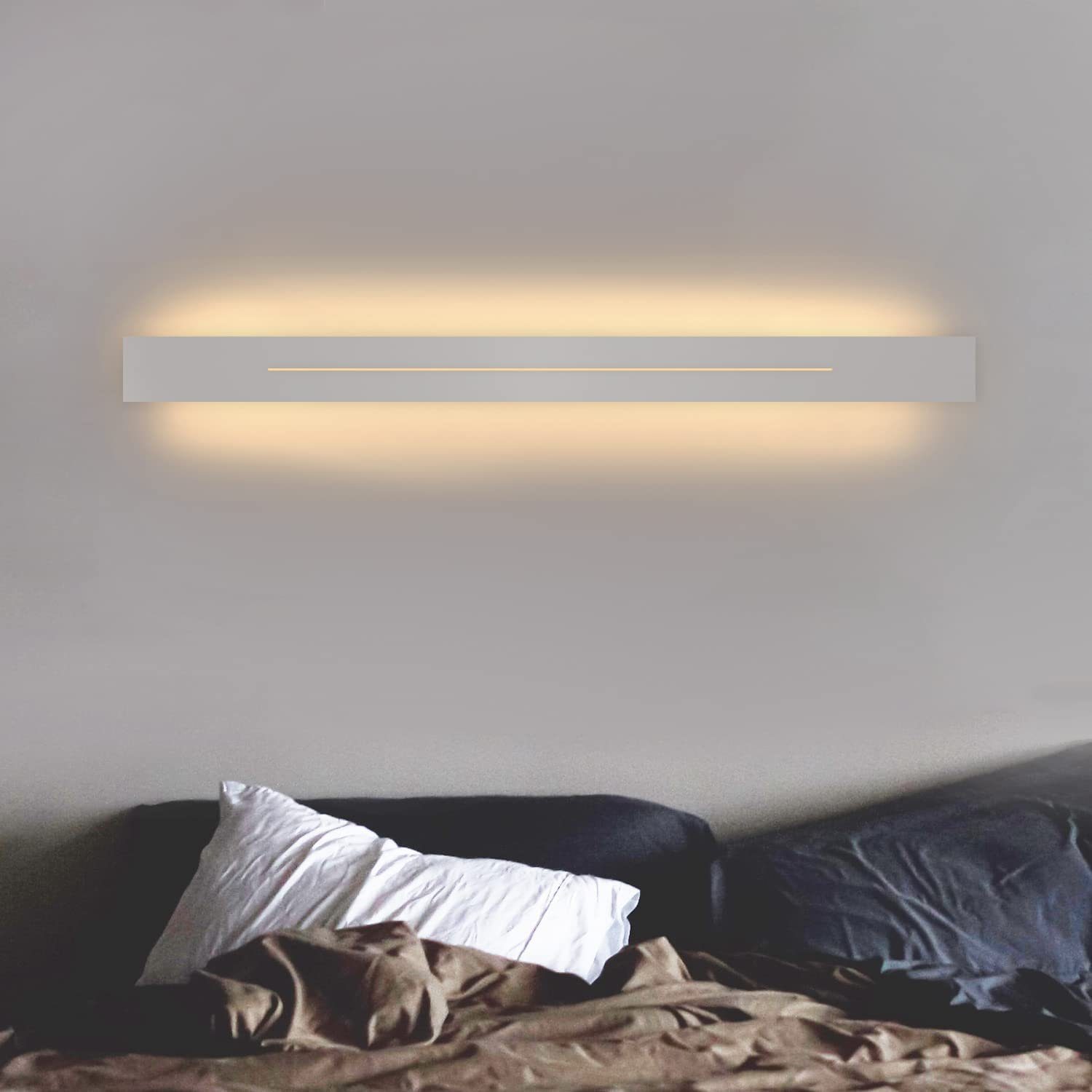 Nettlife LED Wandleuchte innen 60CM Modern Wandlampe Warmweiss Weiß 20W Wandbeleuchtung, LED fest integriert, Warmweiß, für Treppenhaus Schlafzimmer Flur Wohnzimmer Kinderzimmer | Wandleuchten