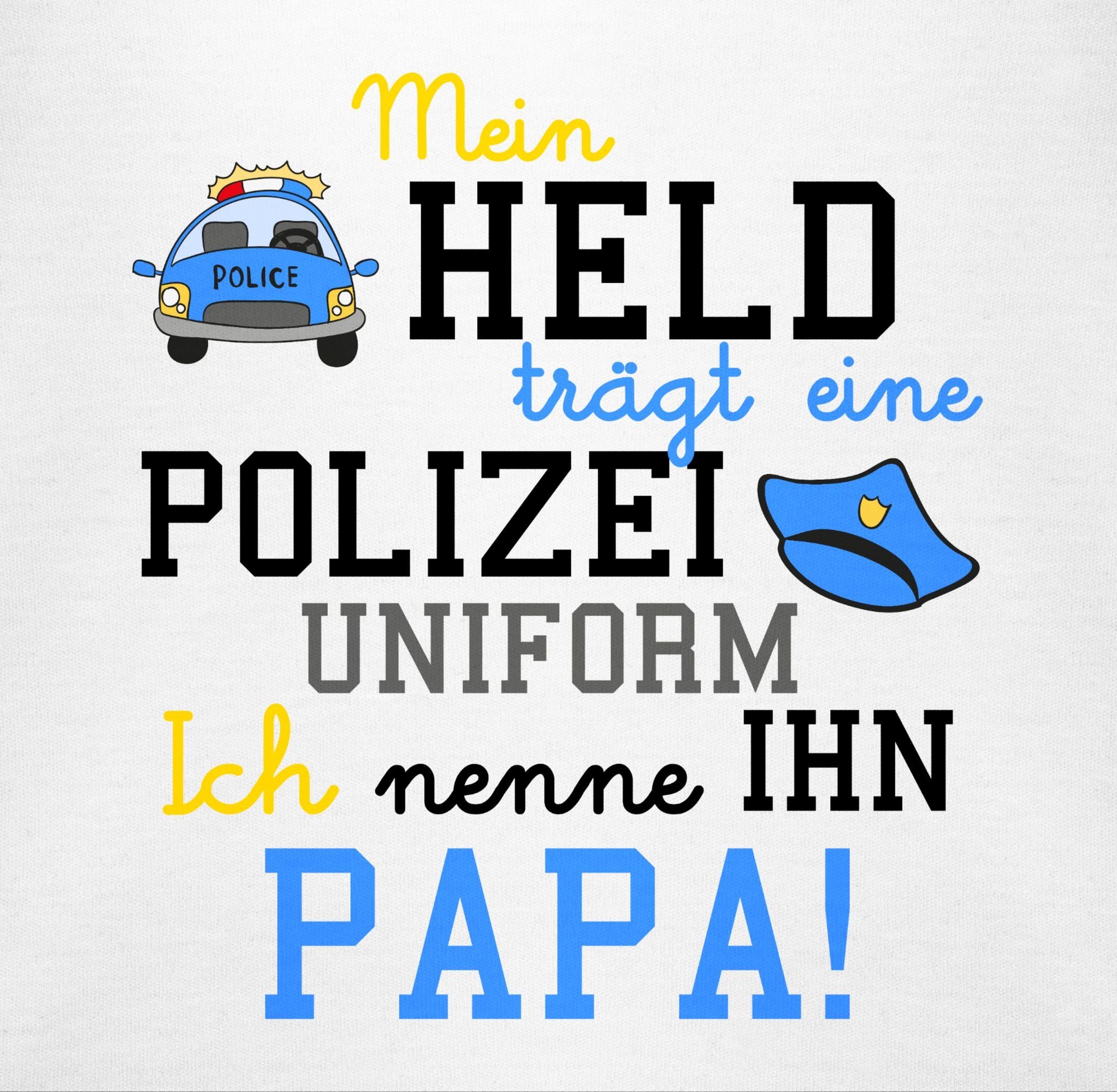 Held Geschenk eine Sprüche Weiß Geburt Polizist Shirtracer trägt Shirtbody 1 - Mein Polizeiuniform zur Baby