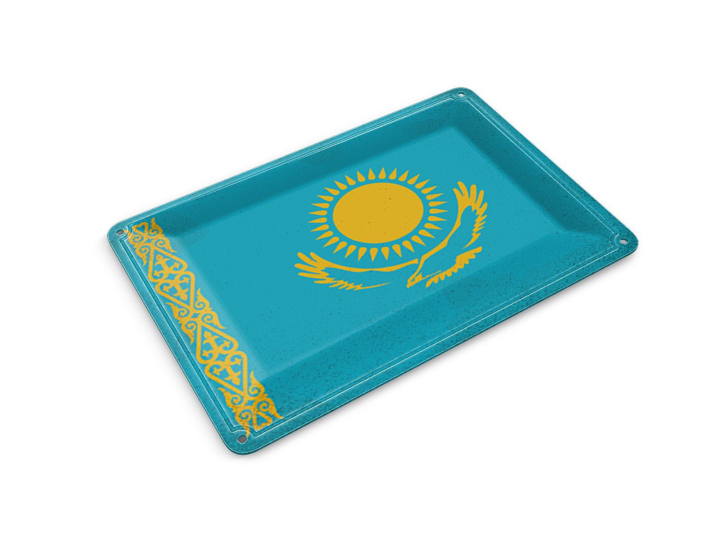 Femer GmbH Postkarte Flagge Kasachstan 14x10 cm Kazakhstan Vintage, unfrankiert