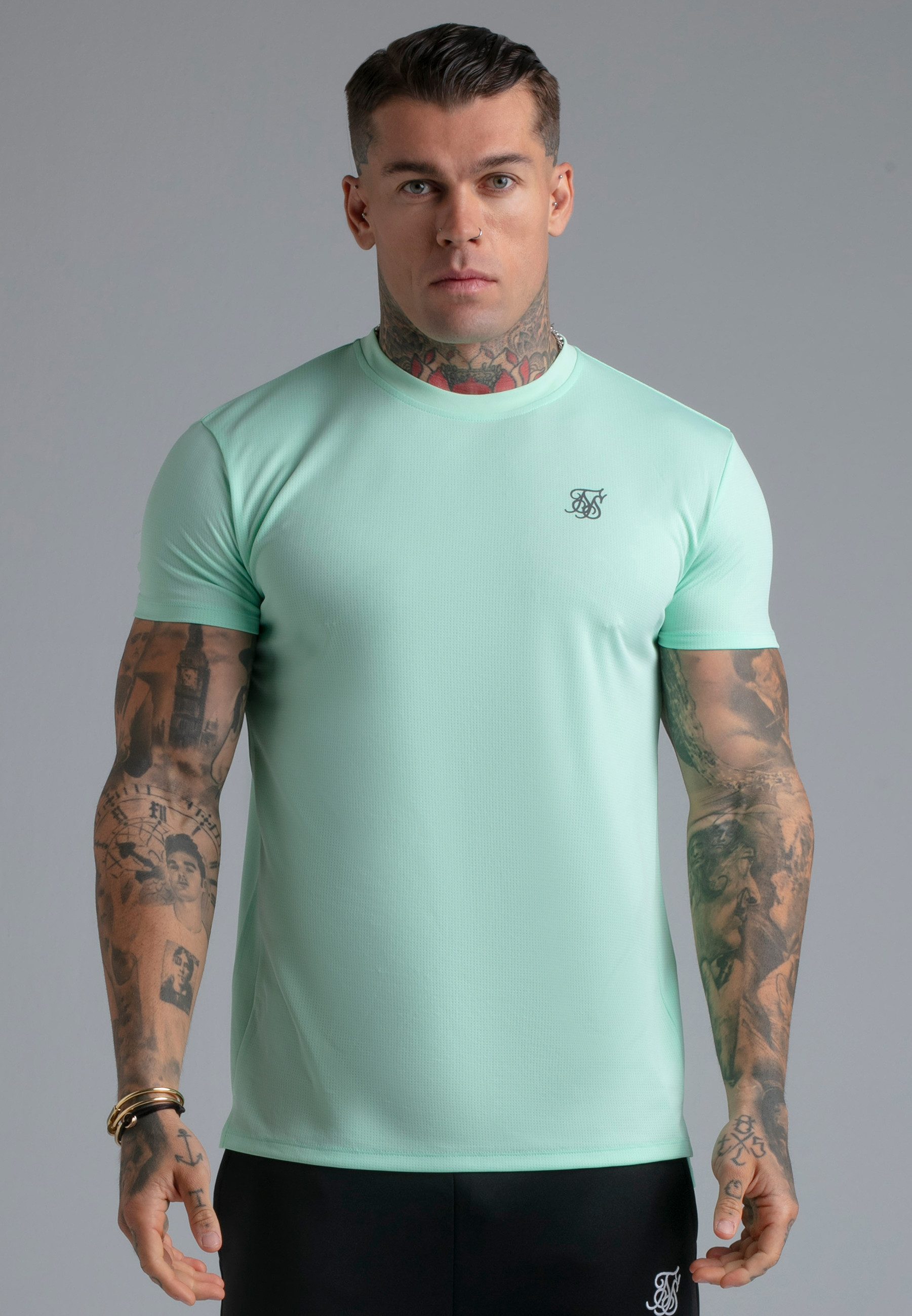 Siksilk T-Shirt SikSilk Herren Teal Muscle Fit T-Shirt