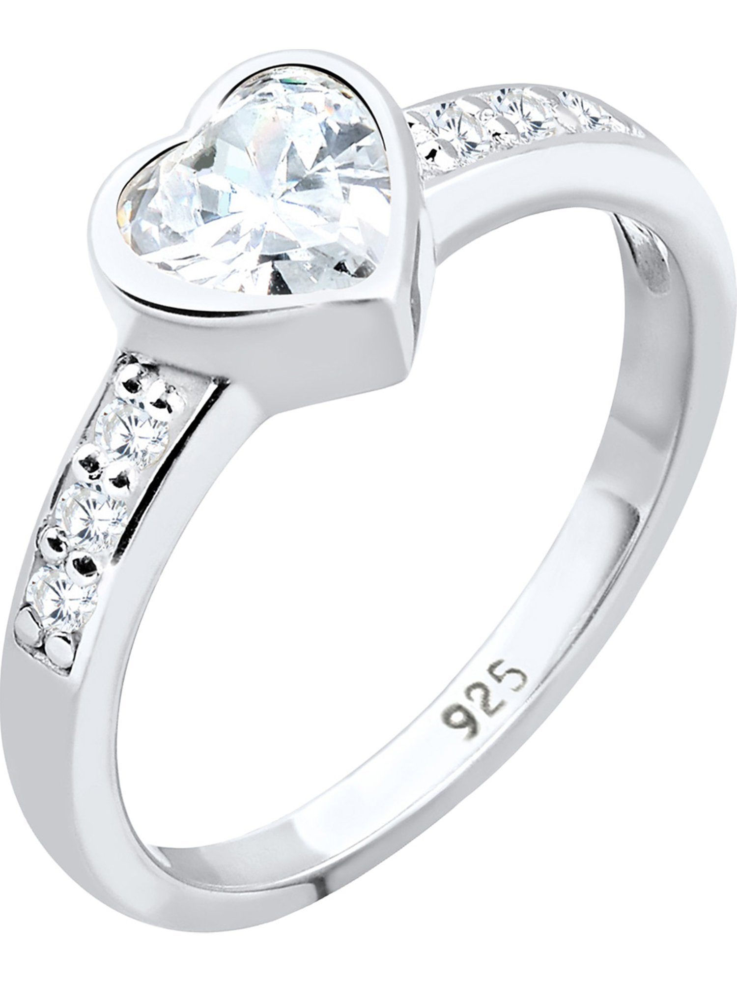 Elli Silberring Elli Damen-Damenring 925er Silber 1 Zirkonia Herz, Zirkonia