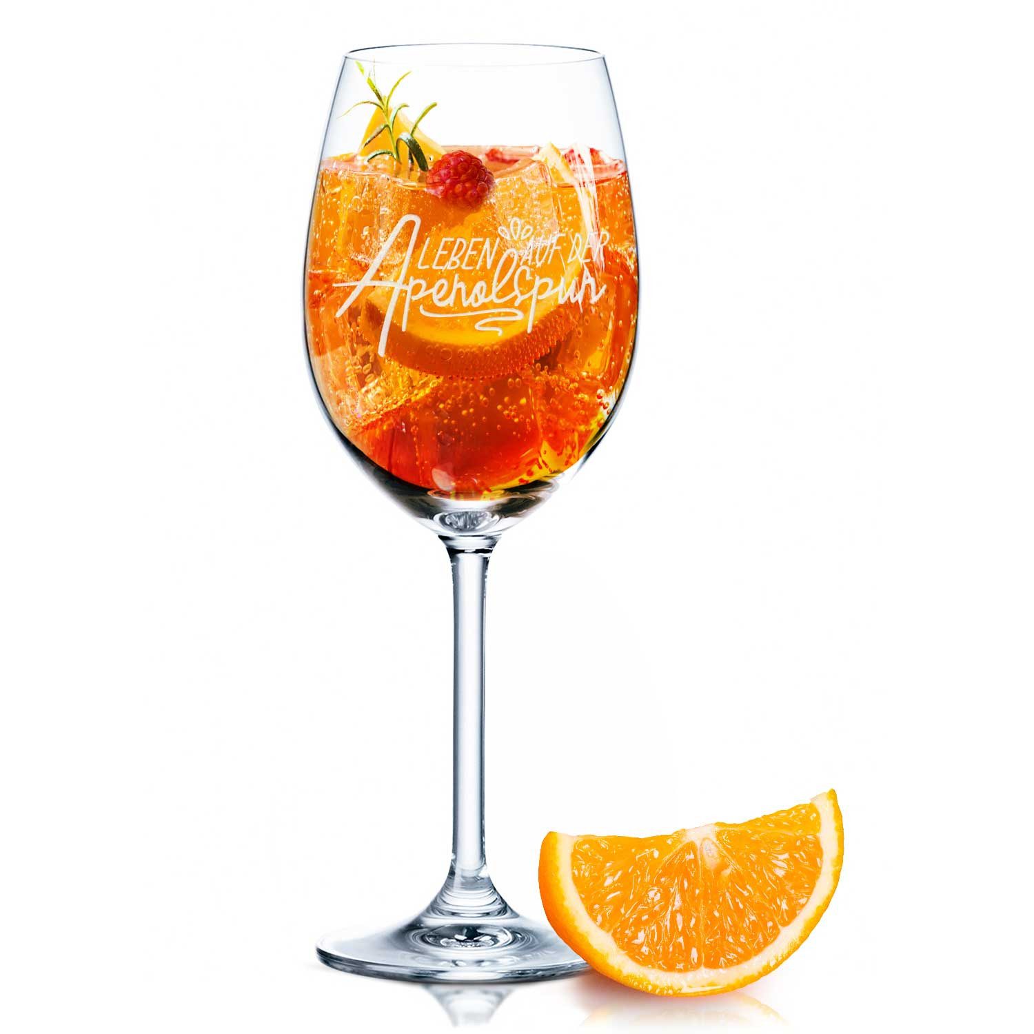 GRAVURZEILE Rotweinglas - Leben auf der Aperolspur - Aperol Spritz Glas - Aperol Geschenk, Qualitätsglas aus dem Hause Leonardo, Ausführung: 460ml - Daily