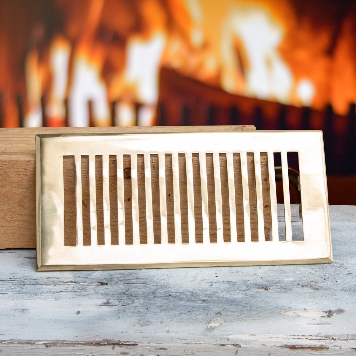 Antikas Wanddekoobjekt Lüftungsgitter, Kalt- Warmluftschacht, Messing günstig online kaufen