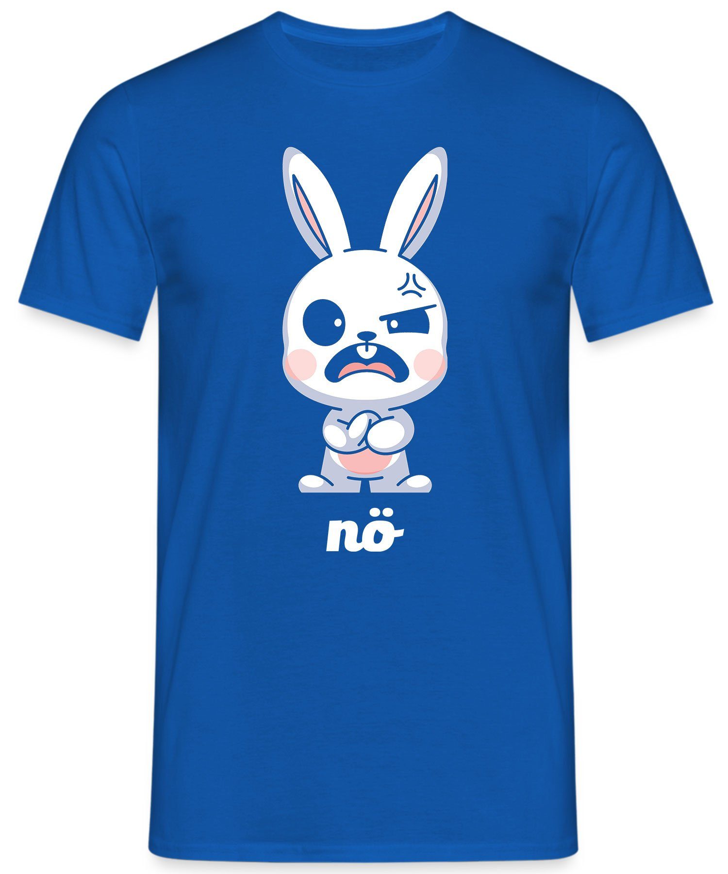 Blau Spruch Statement T-Shirt (1-tlg) Herren Quattro Nö Lustiger Hase - Kurzarmshirt Formatee Kaninchen
