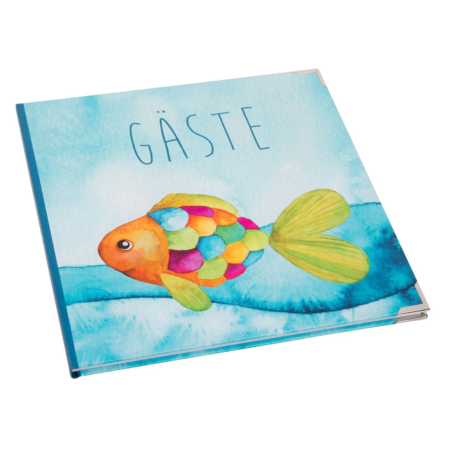 Logbuch-Verlag Tagebuch Gästebuch Regenbogenfisch 21x21 cm mit Metallecken