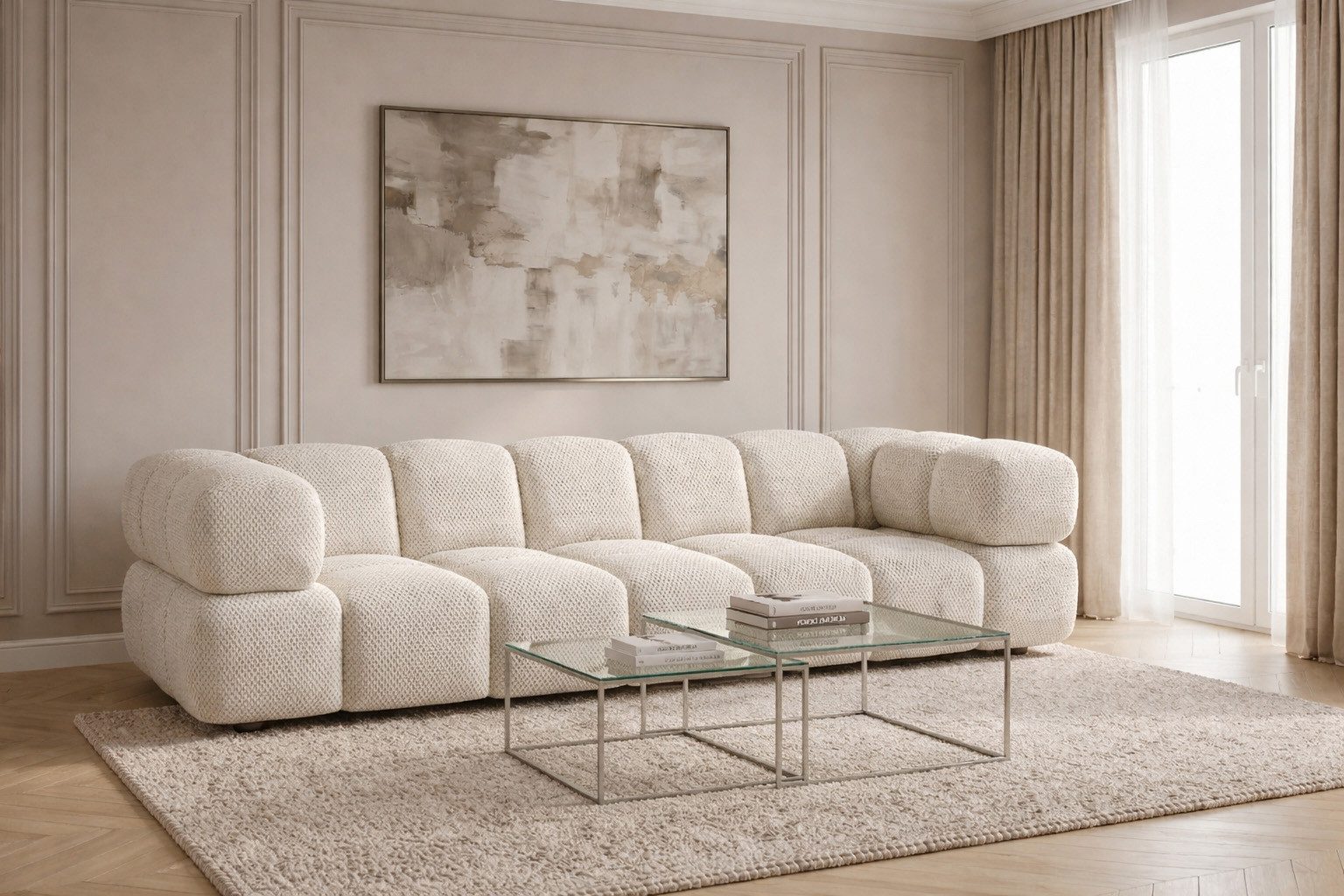 Kaiser Möbel Sofa 4-Sitzer für Wohnzimmer, Stoff Sonic 3D, AVERRO, Bubble-Design,Designer Sofa,Premiumstoff Sonic 3D