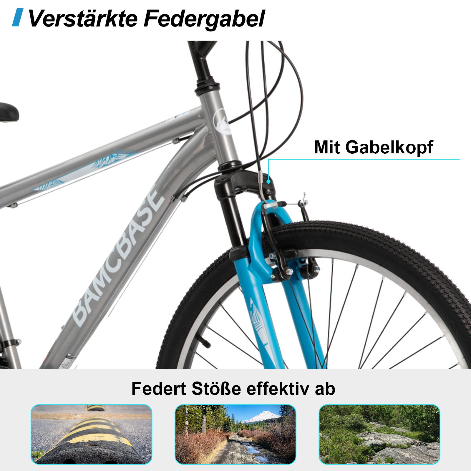 HILAND Mountainbike 26 27,5 29 Zoll bike MTB für Männer Frauen, Studenten-Pendlerfahrrad, mit V-Bremse, 21 Gang, Federgabel, Hochwertiger Rahmen,Kettenschaltung – Bild 2 von 5