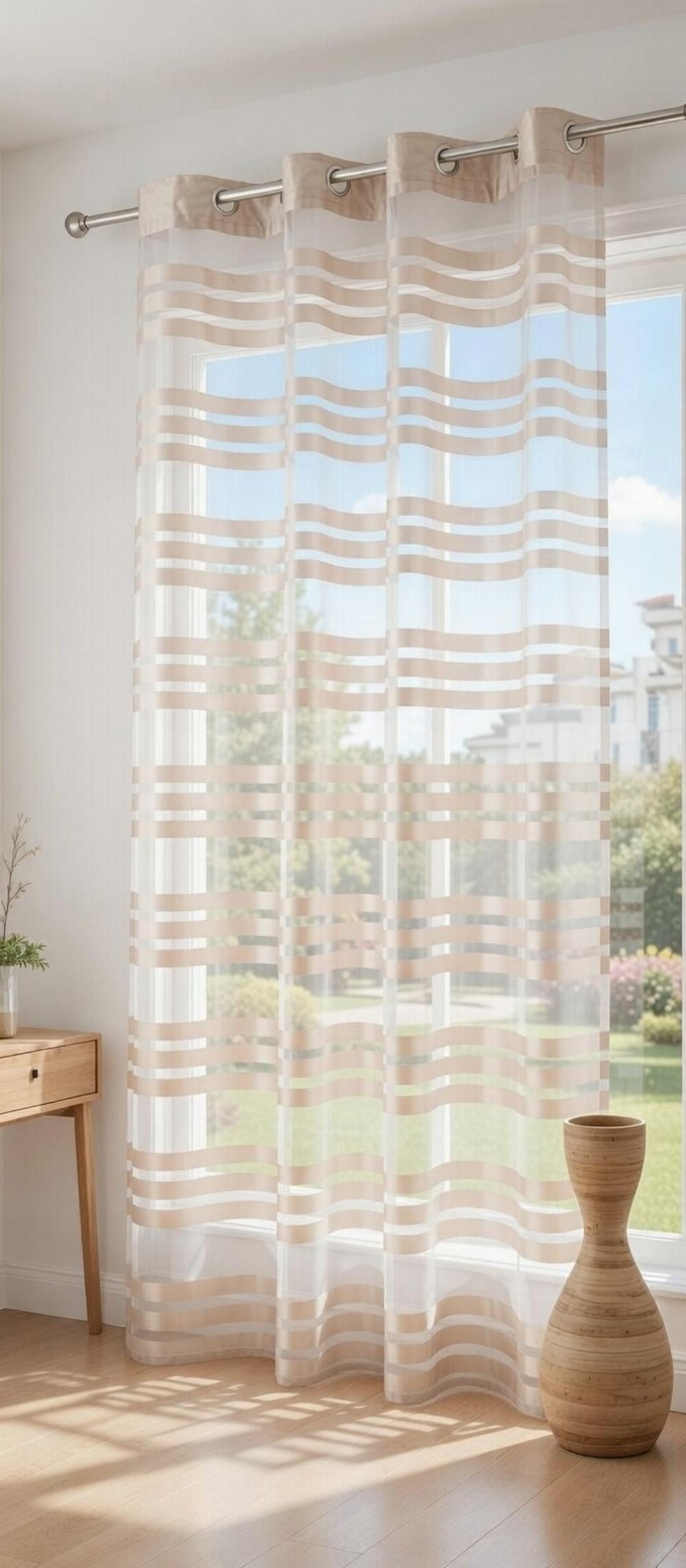 Gardinenbox Gardine (1 St), Ösen, transparent, Organza, Schal Organza Querstreifen 89133