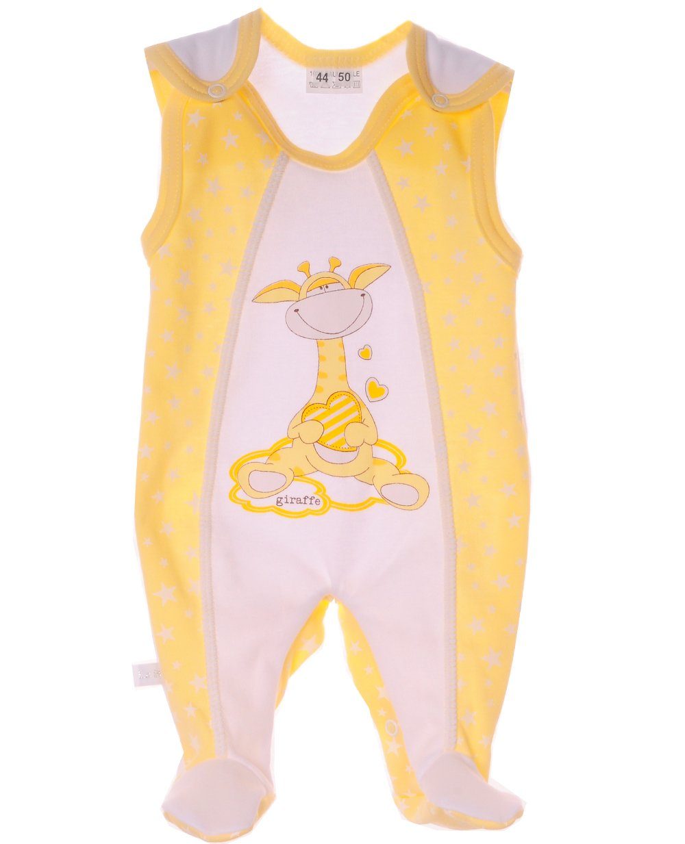 La Bortini Повзунки Baby Повзунки für Neugeborene in Weiß Gelb mit Giraffe aus reiner Baumwolle, 44 50 56 62 68 74