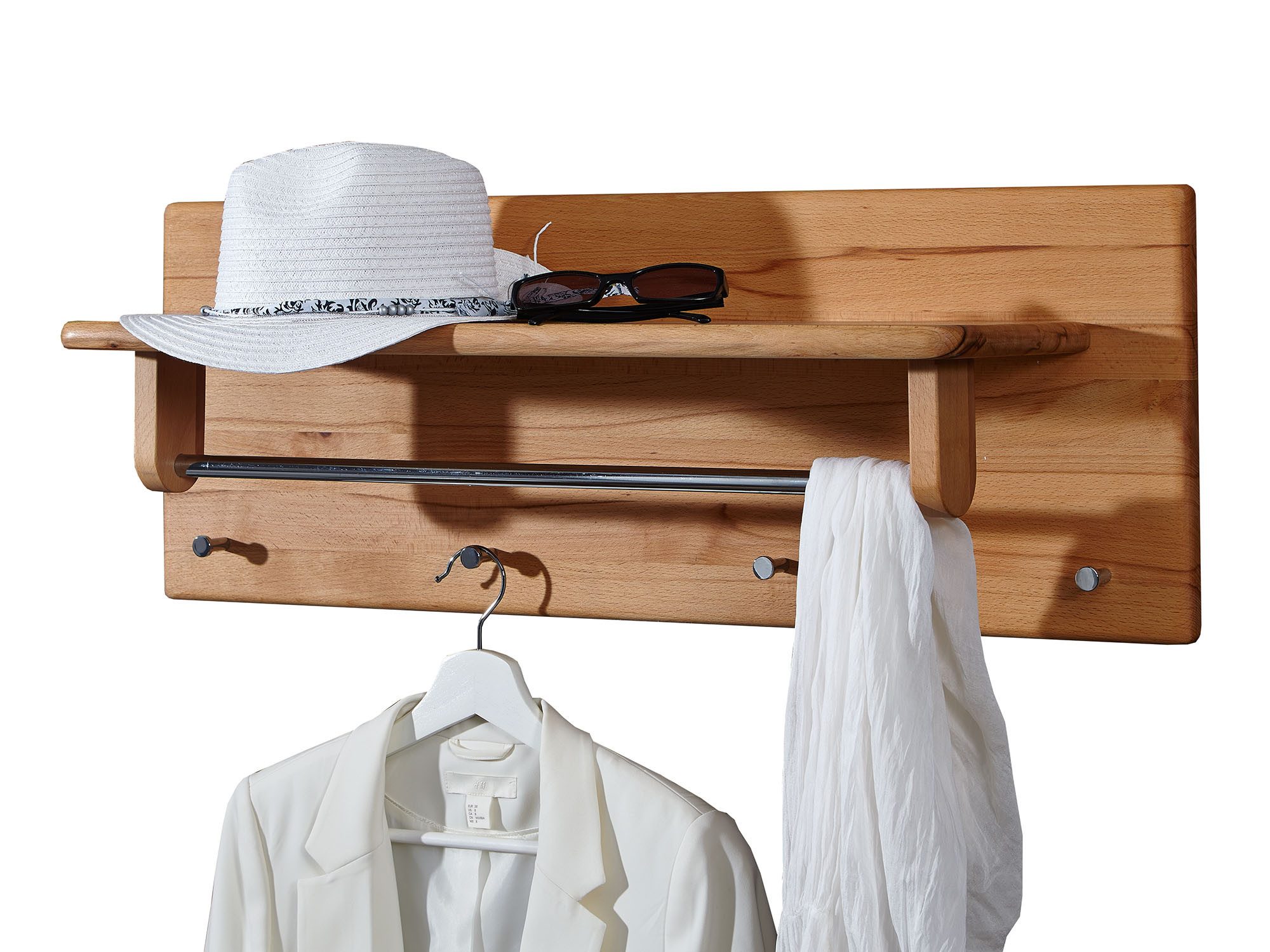 Woodroom Garderobenpaneel Riverdale, Kernbuche massiv geölt 81x30x24 cm günstig online kaufen