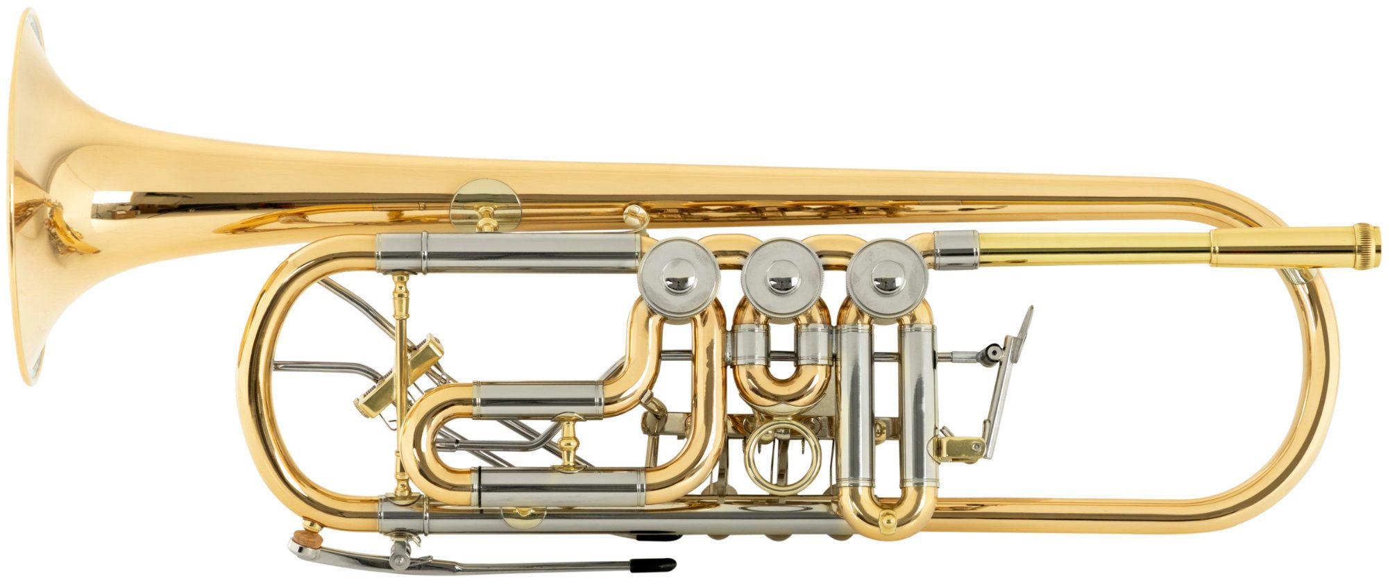 Lechgold Trompete BTR-19L Bb-Konzerttrompete lackiert Bb, 3-St., Inkl. Leichtkoffer, Handgehämmertes Schallstück aus Goldmessing