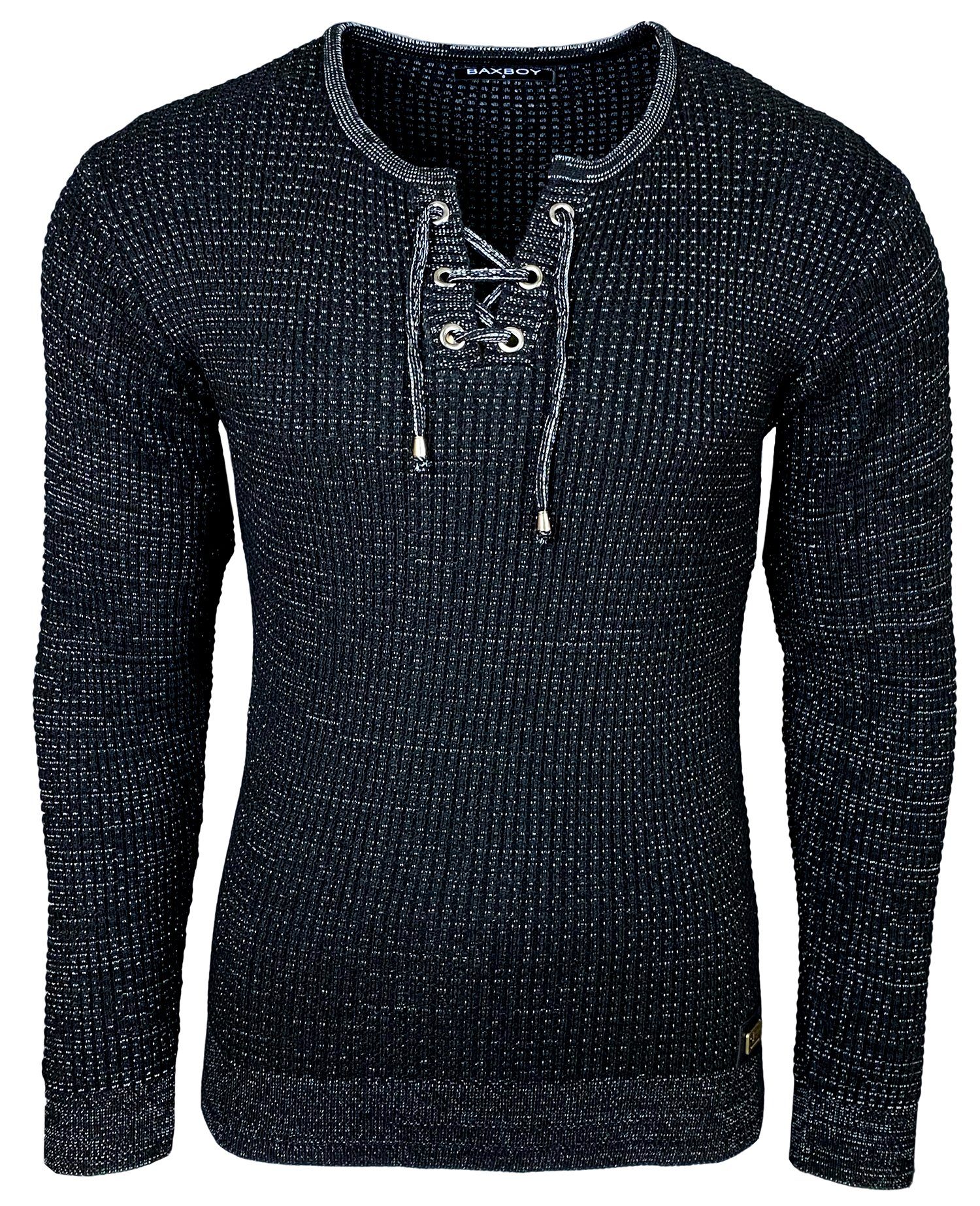 Baxboy Strickpullover Baxboy Herren Pullover Rundkragen Moderner Feinstrick Pulli B-52132
