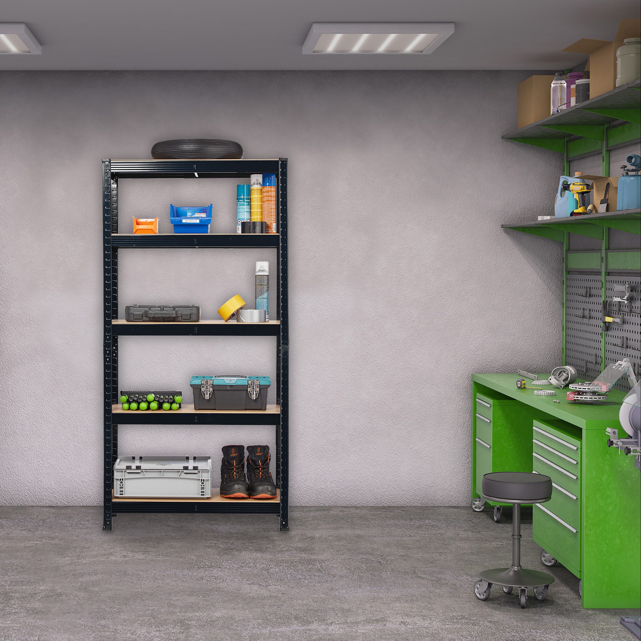 relaxdays Schwerlastregal Schwarzes Schwerlastregal 875 kg günstig online kaufen