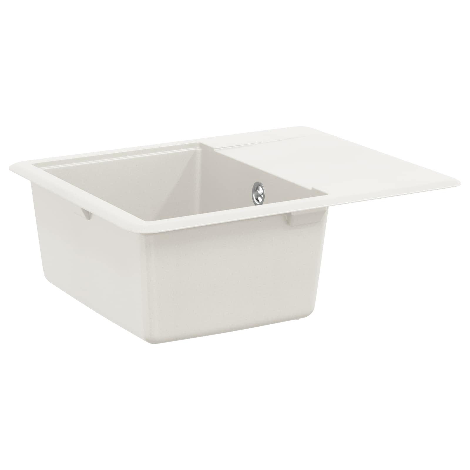 vidaXL Granitspüle Waschbecken Weiß 560 x 460 mm 80% Quarz und 20% Harz, Rechtwinklig, 5/560 cm, (1 St)