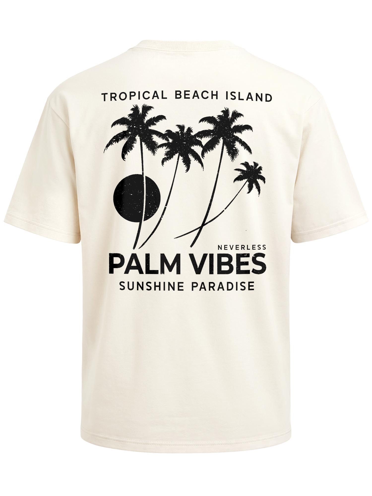 Neverless Oversize-Shirt Herren T-Shirt - Palm Vibes - Oversized Relaxed Fit Printshirt Sommer mit Print