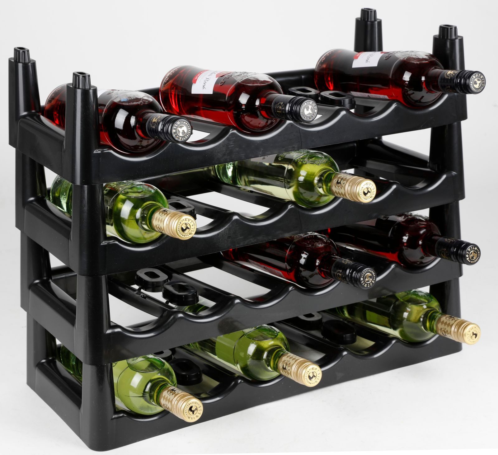 Heidrun Flaschenregal Weinregal Schwarz Stapelregal Flaschenständer für 6 Flaschen Regal