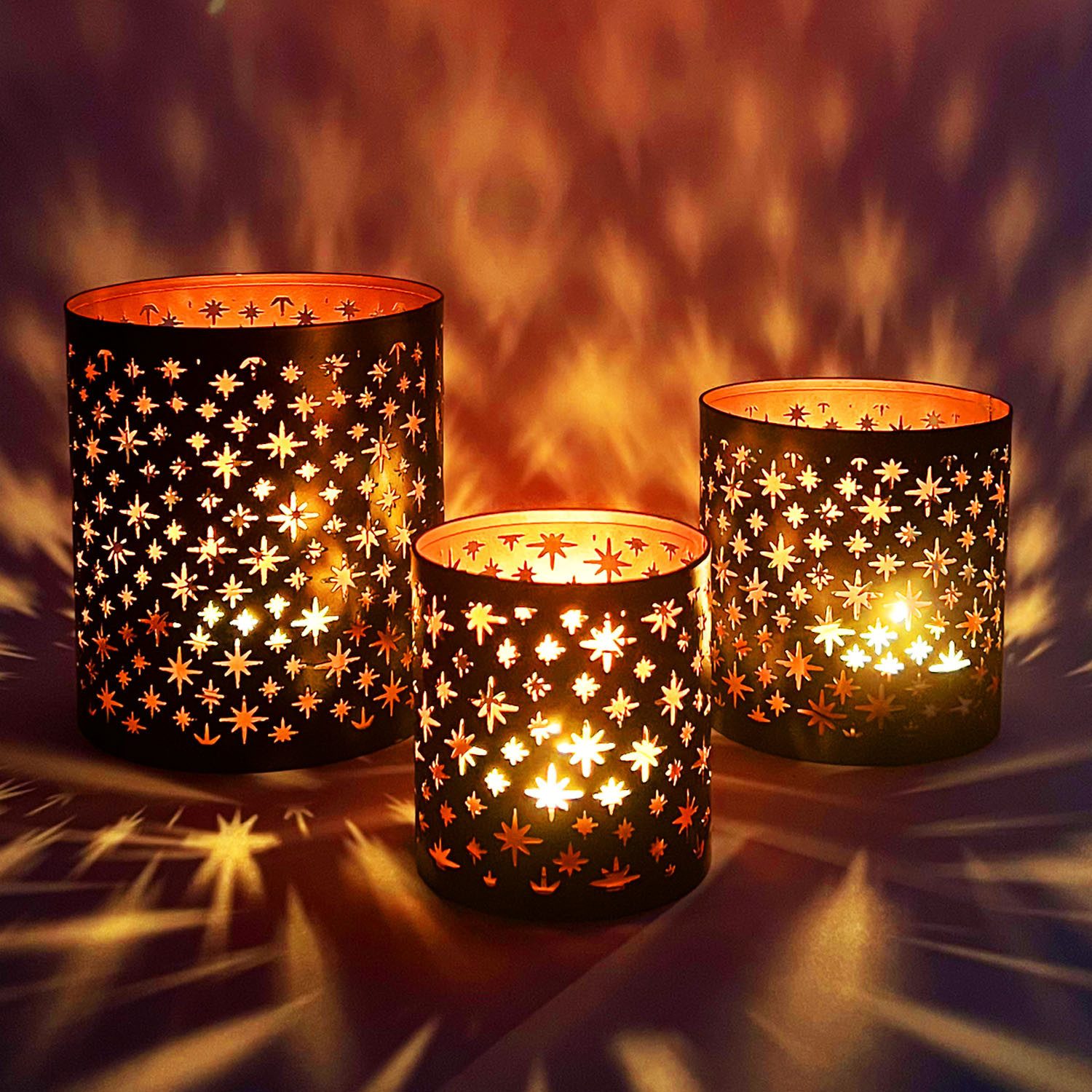 Teelichthalter 3er Set Orientalisches Garten Windlicht Teelichthalter Hamman Schwarz