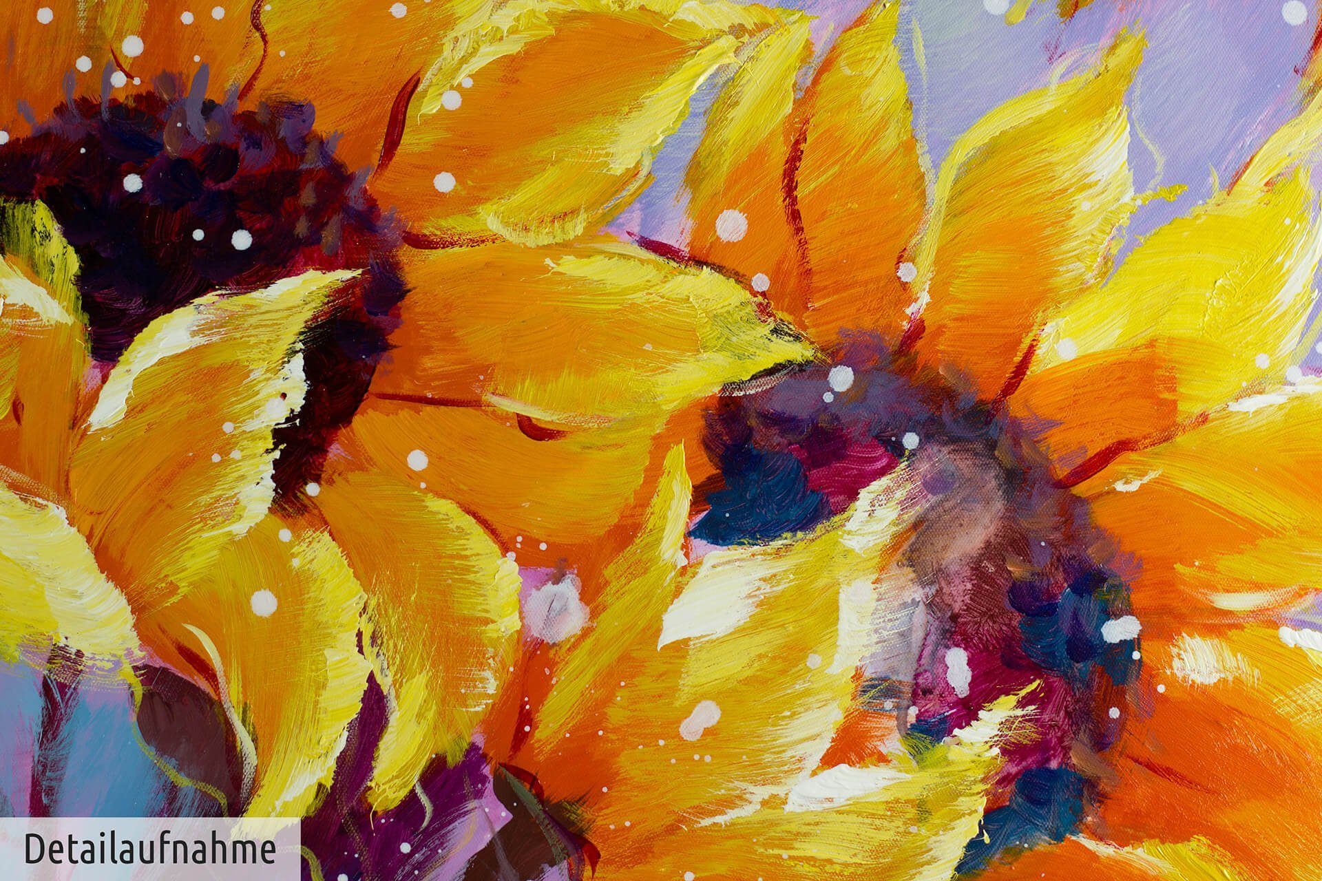 Gemälde 100% of Leinwandbild cm, HANDGEMALT Symphony Wandbild KUNSTLOFT 150x50 Wohnzimmer Sunflowers