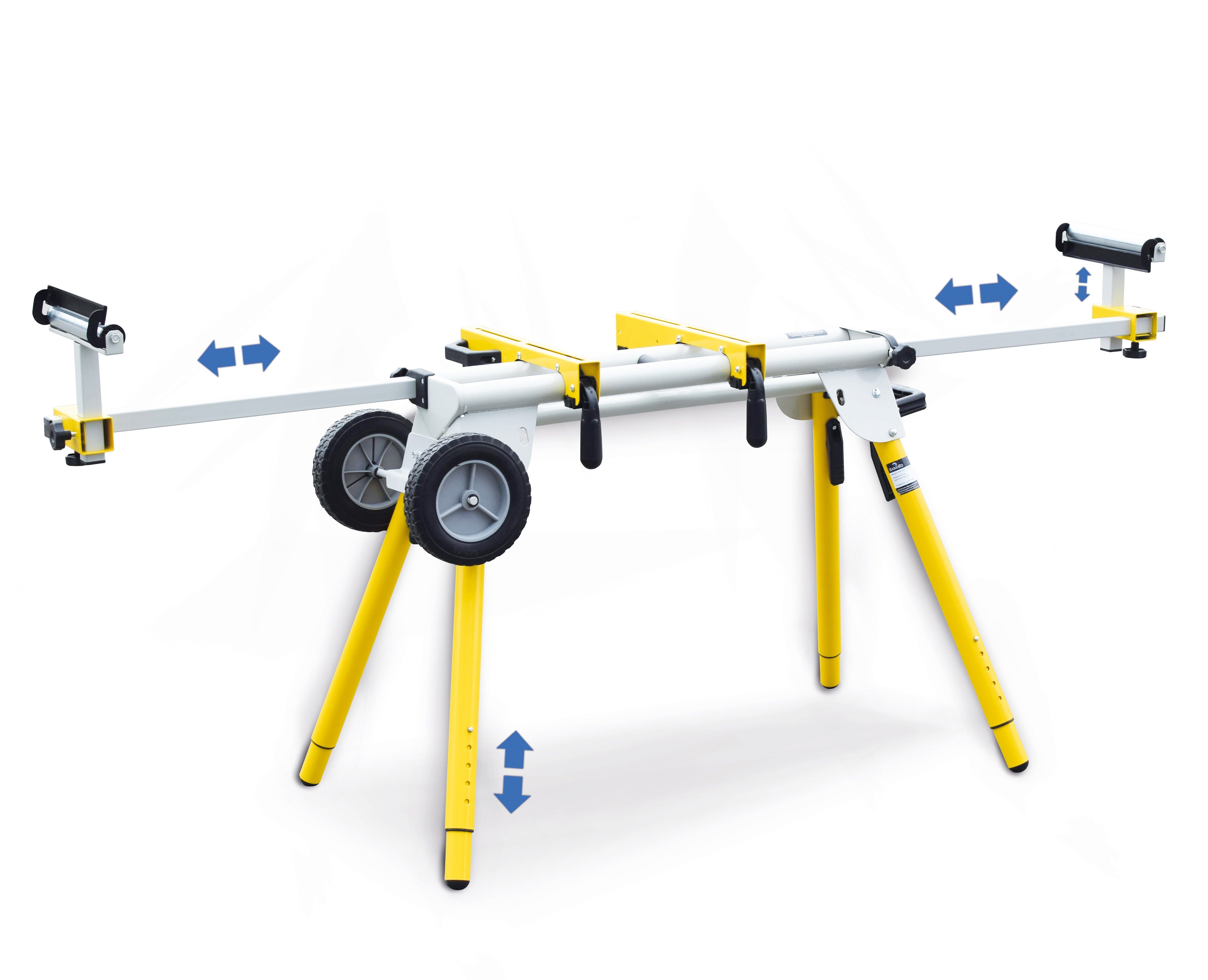 BAMATO Zug-, Kapp- und Gehrungssäge KP-255 und Maschinenständer KST-1950 Kappsäge 2x HM-Sägeblatt, 2-St., Laser, gummierter Griff, Zugsäge, 2000 Watt, höhenverstellbar