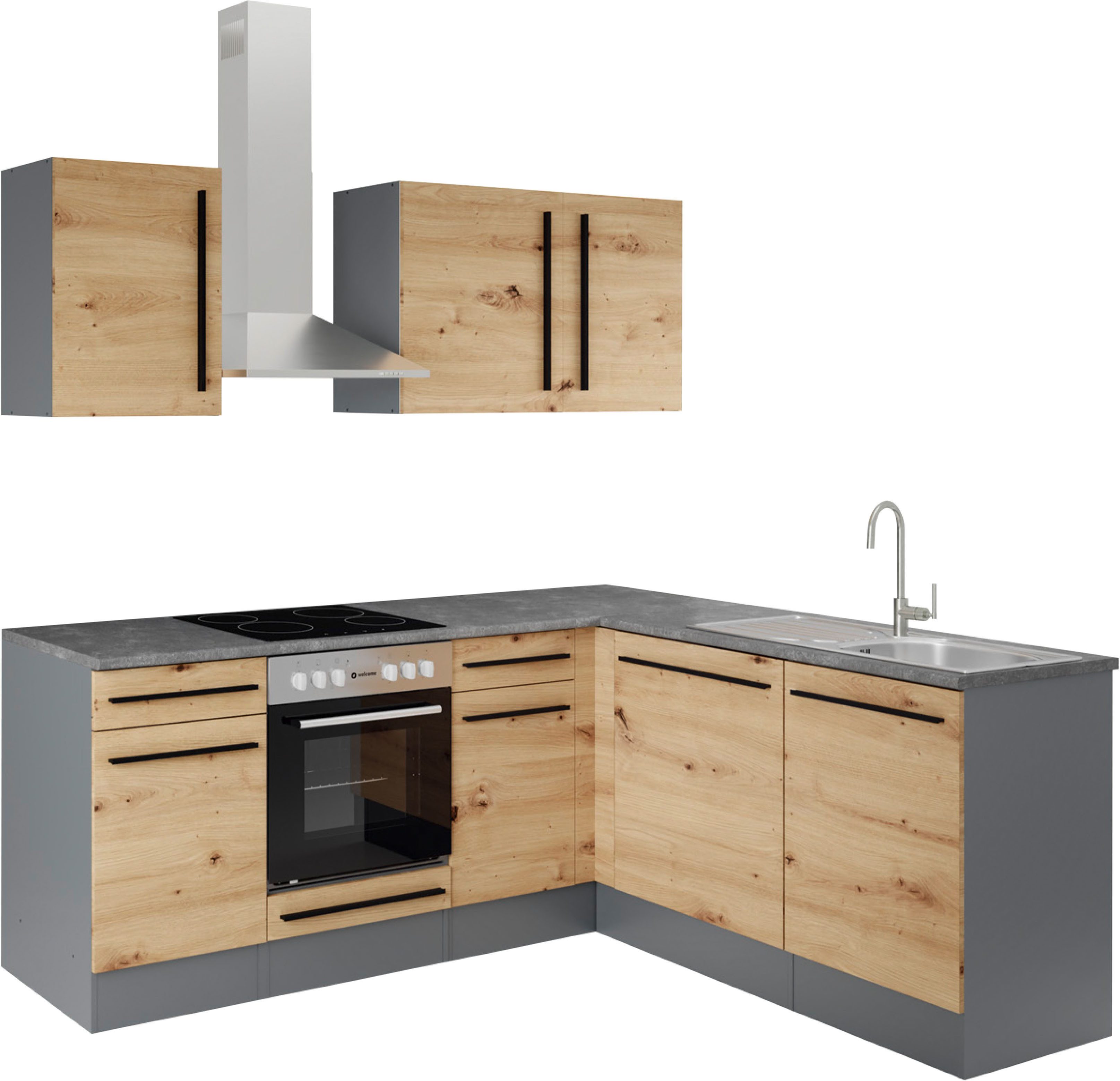 BASIC by Balculina Winkelküche Jazz, Stellbreite 220x175 cm, wahlweise mit E-Geräten