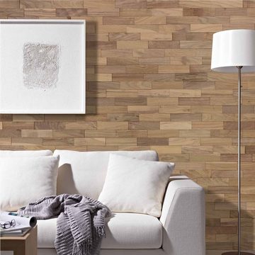 Wodewa Wandpaneel Echtholz Nussbaum natur - Serie 200, BxL: 5,00x20,00 cm, 0,01 qm, (Set, 100-tlg) zur Decken- und Wandmontage geeignet, Farbe dunkelbraun, 3D-Optik