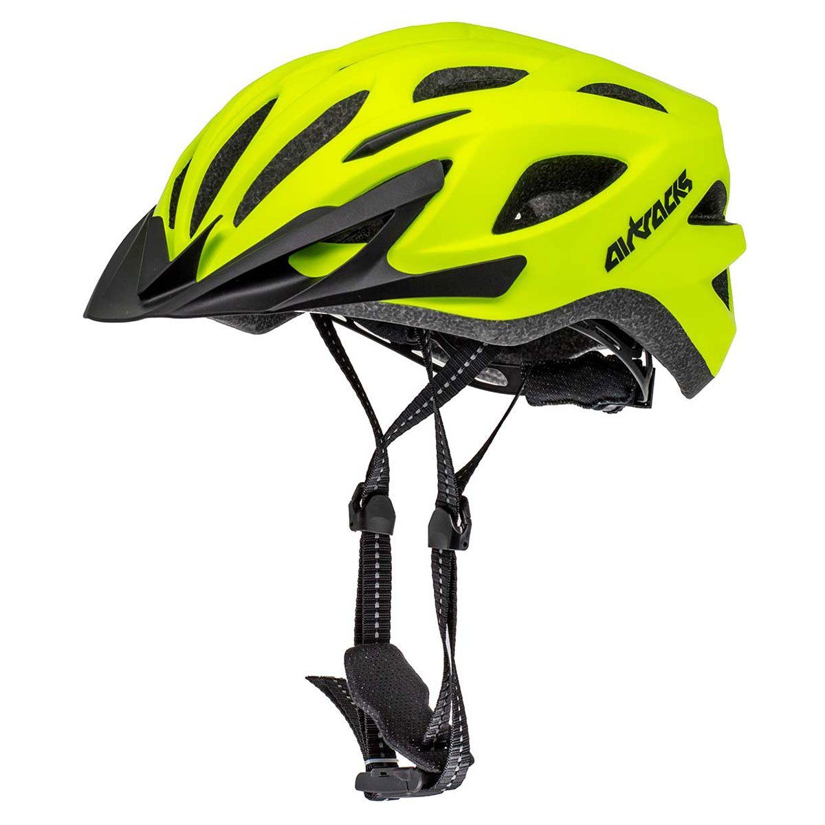 Airtracks Fahrradhelm Fahrradhelm Savage S/M (53-58cm), L/XL (58-63cm) (KJ-201 für Herren und Damen - EPS Körper), + IN MOULD / Neon Weiß Schwarz Matt – Bild 2 von 5