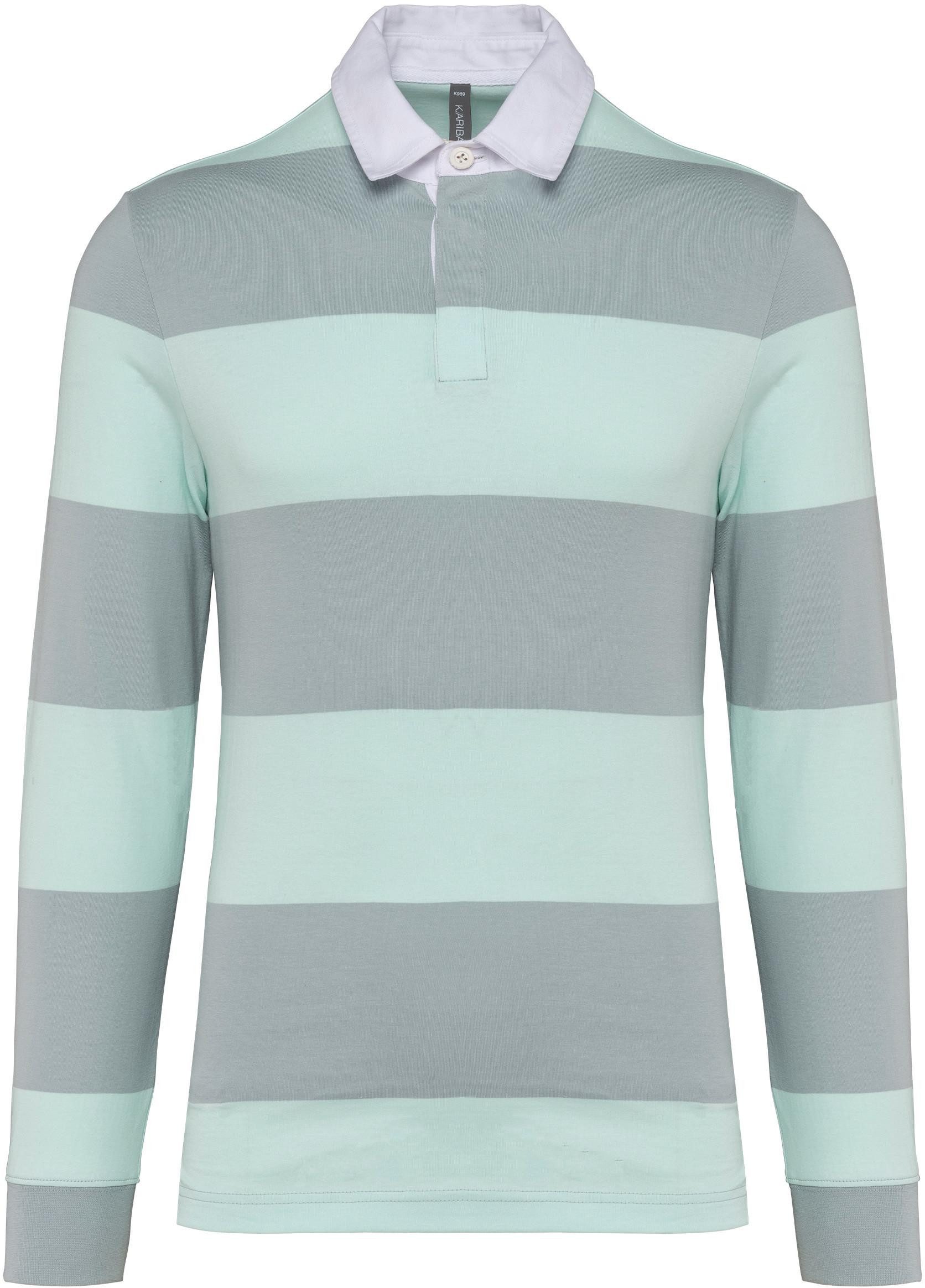 Kariban Langarm-Poloshirt Gestreiftes Polohemd mit langen Ärmeln, Unisex