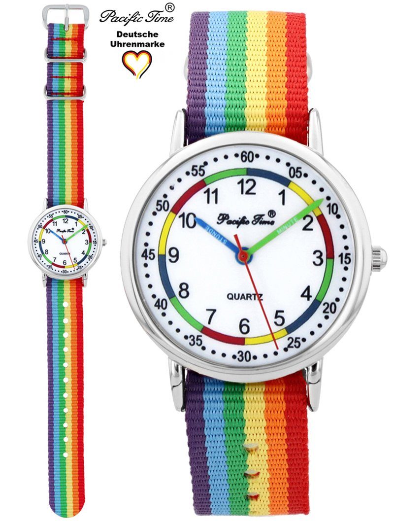 Pacific Time Quarzuhr Kinder Armbanduhr First Lernuhr Wechselarmband, Mix und Match Design - Gratis Versand Regenbogen