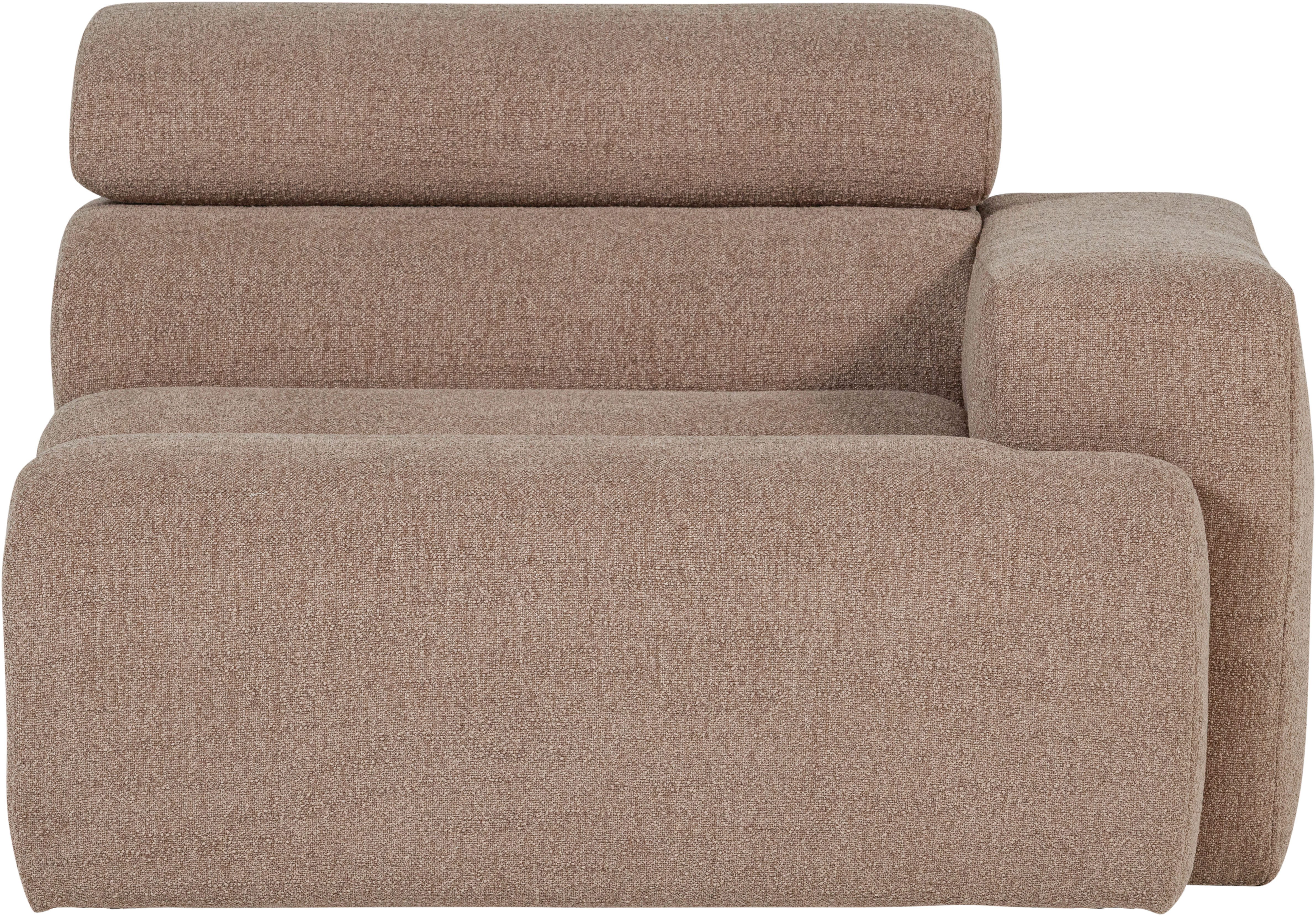 WOOOD Sessel Novi mit Bezug und verstellbarer Nackenstütze B 109 x T 113 x H 86 cm, Tragkraft 120 kg, Rilo-Bouclé, Kliksystem für Elementen-Kombination