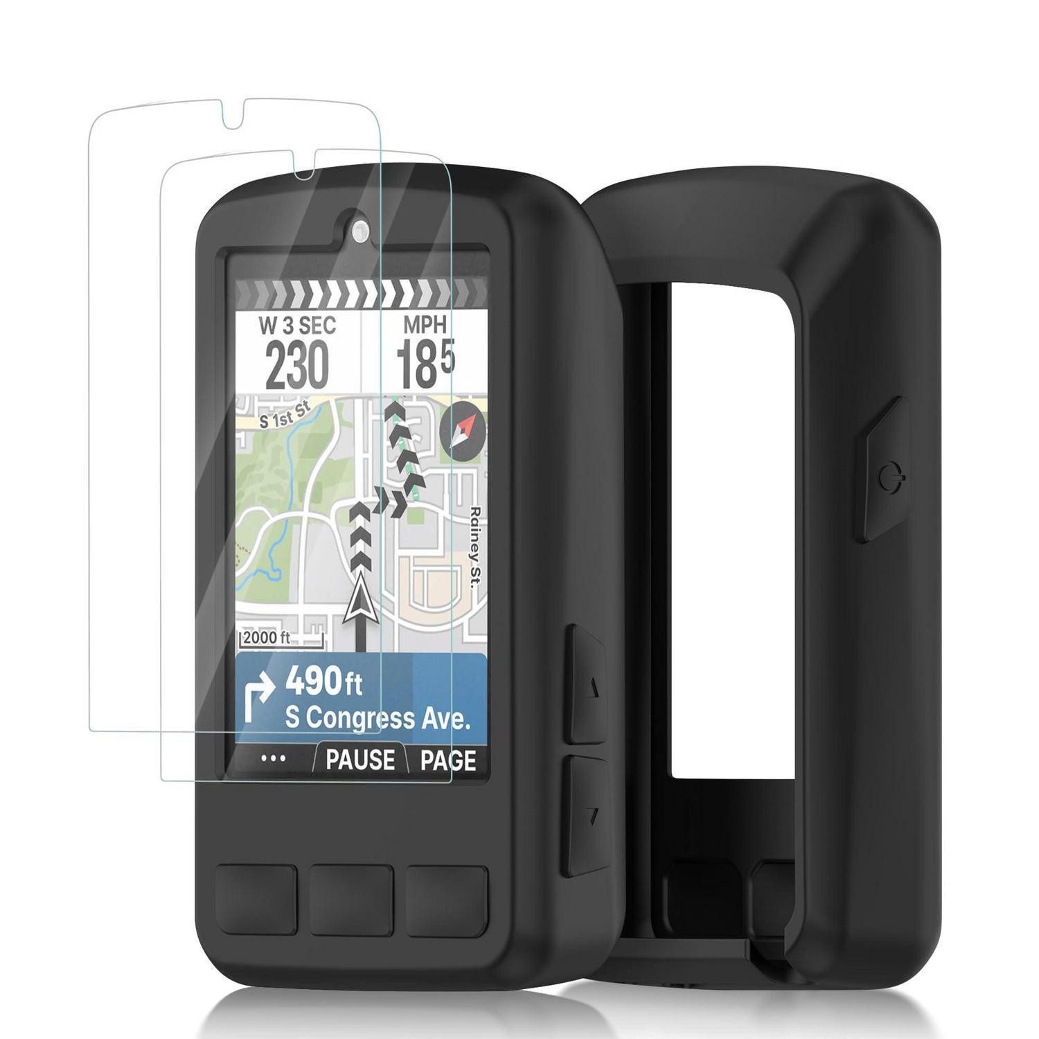 LuxusKollektion Displayschutzfolie Silikonhülle für Wahoo ELEMNT Bolt 3/V3 mit Displayschutz