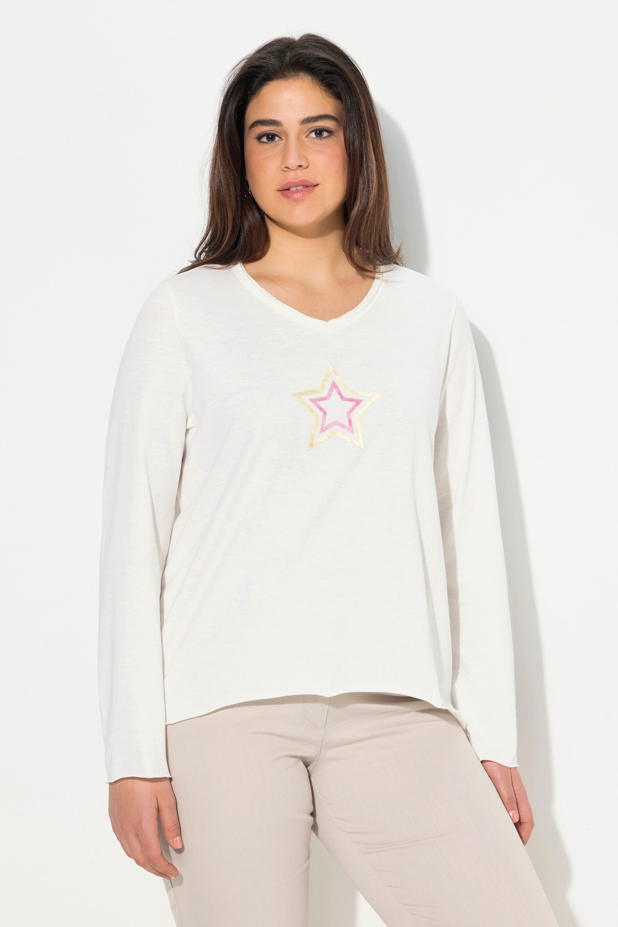 Ulla Popken T-Shirt Shirt Stern Rollkanten günstig online kaufen