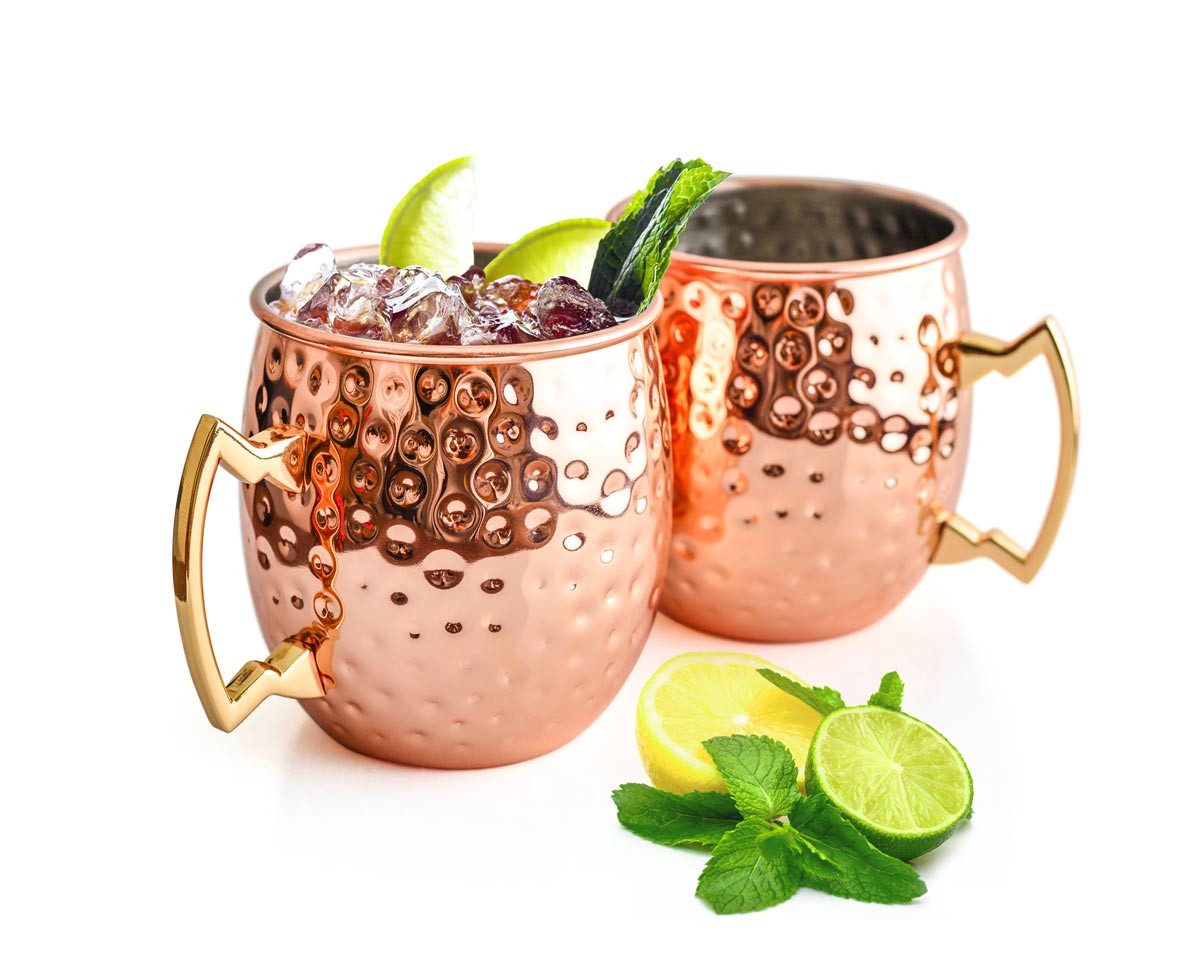 Sendez Becher 2er Set Moscow Mule Becher 500ml Becher mit Griff Cocktailbecher, 2-tlg., Edelstahl