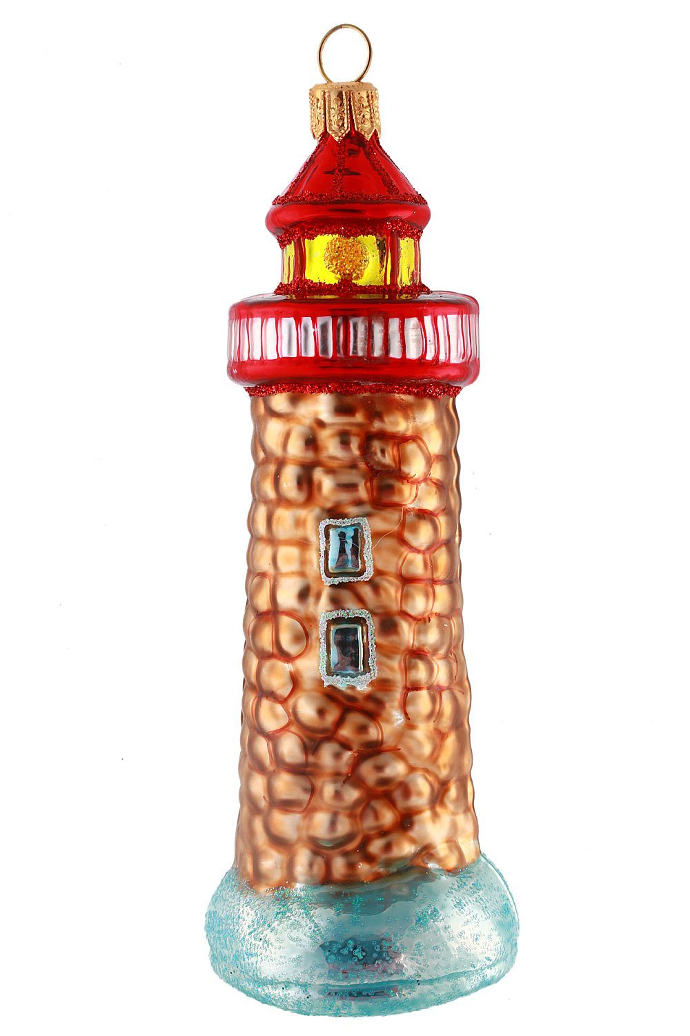 Hamburger Weihnachtskontor Christbaumschmuck Leuchtturm, mundgeblasen - handdekoriert