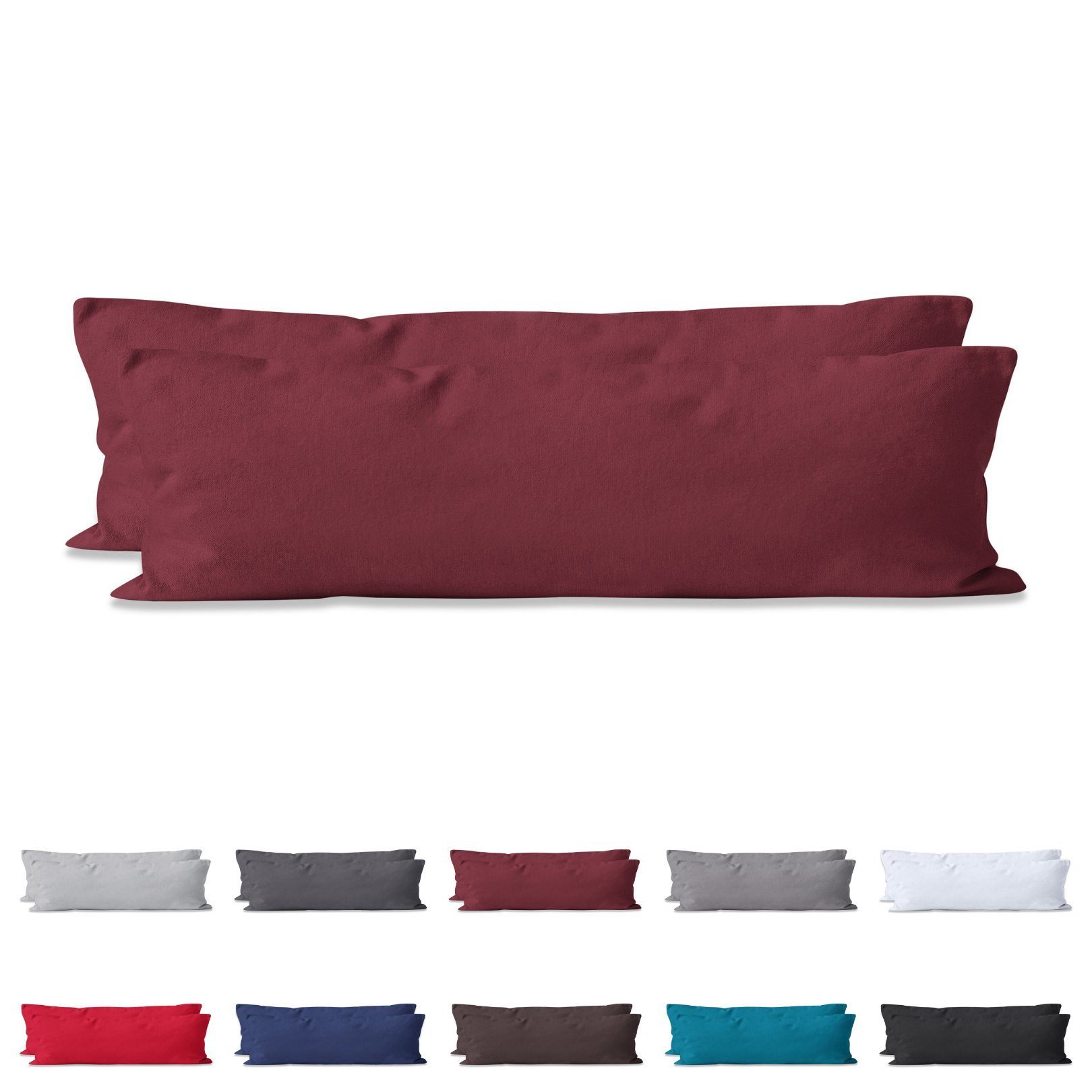 Hometex Premium Textiles Kissenbezug 2-er Set Kissenhülle Baumwolle Renforcé ca. 115 g/m² Reißverschluss