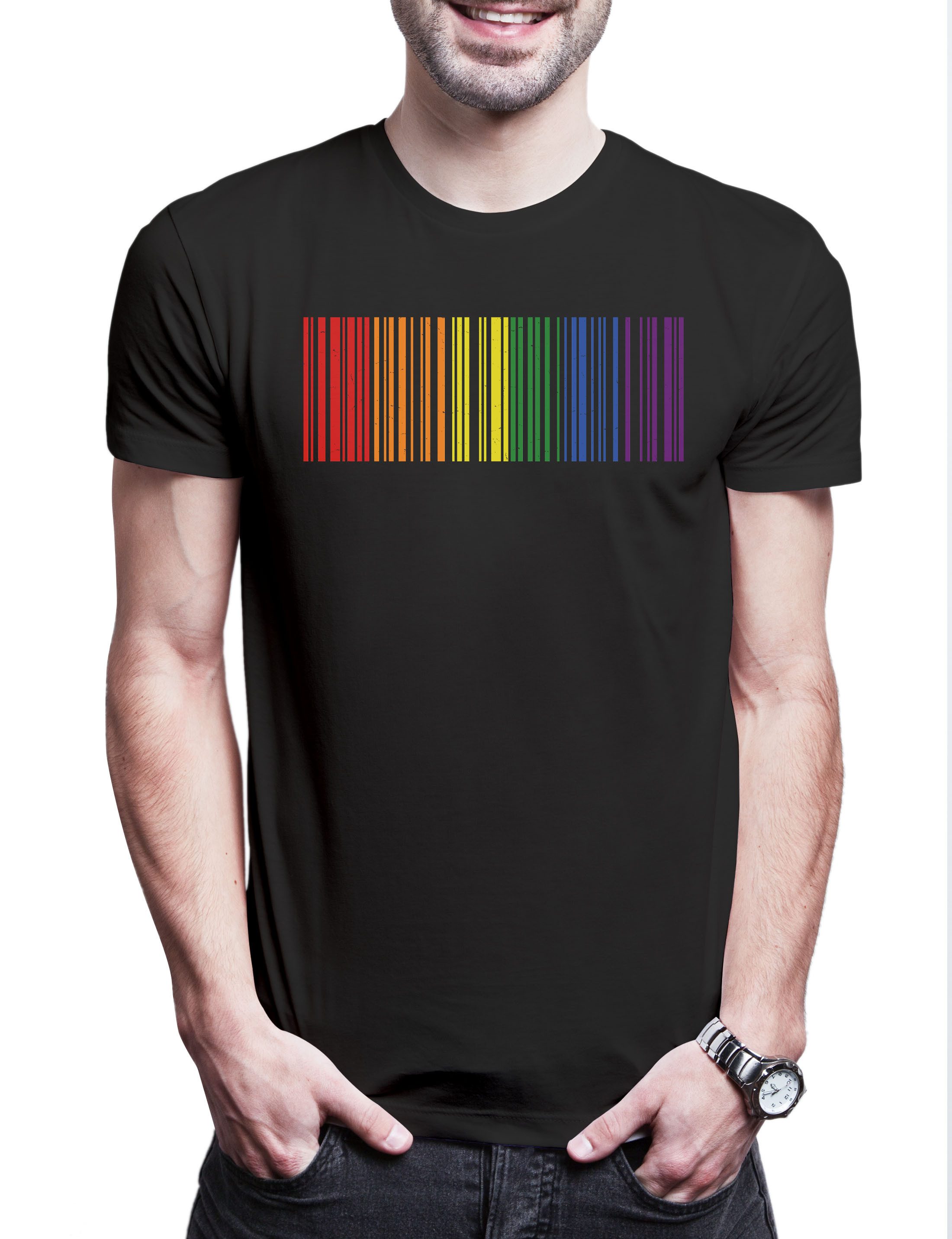 Urban Backwoods Print-Shirt Rainbow Barcode Herren T-Shirt LGBTQ Gay Regenbogen Pride Schwul (1-tlg) Lesbisch Queer Trans