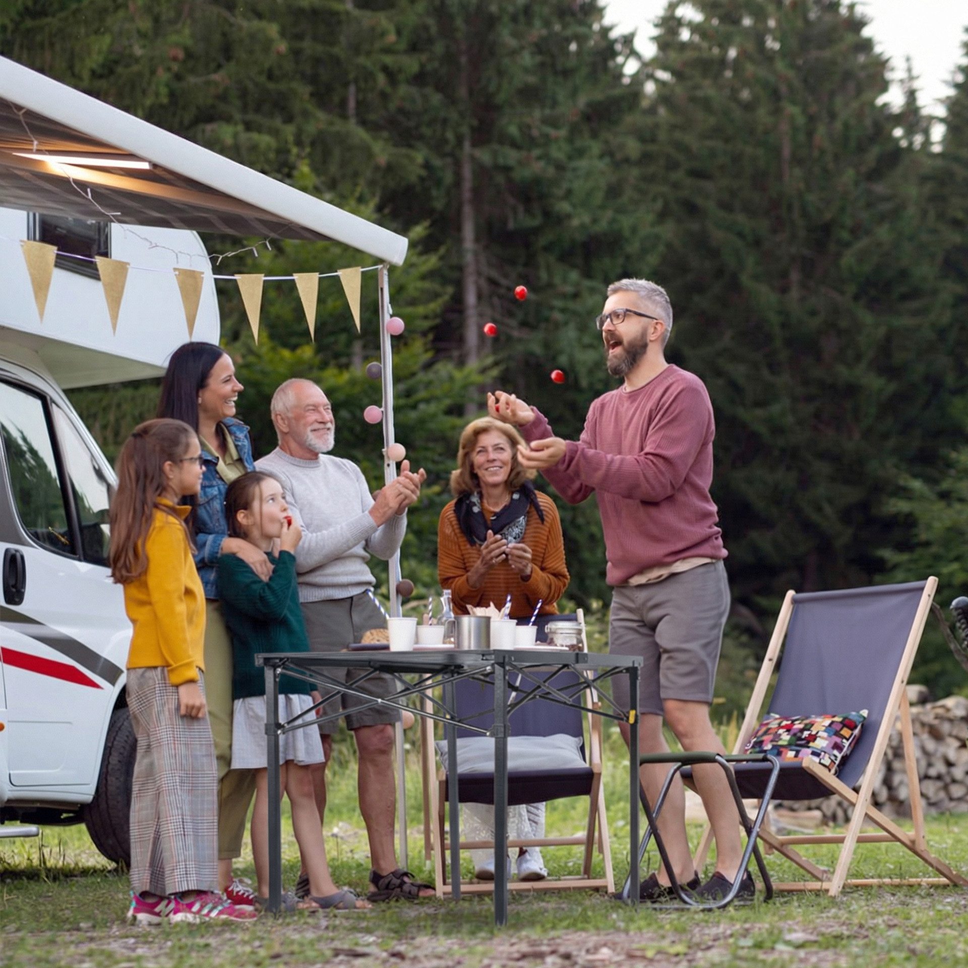 HOMECALL Klapptisch Campingtisch Klappbar Balkontisch Gartentisch Tragbar Outdoor Tisch, Robust, stabil, für 4-6 Personen – Bild 4 von 5