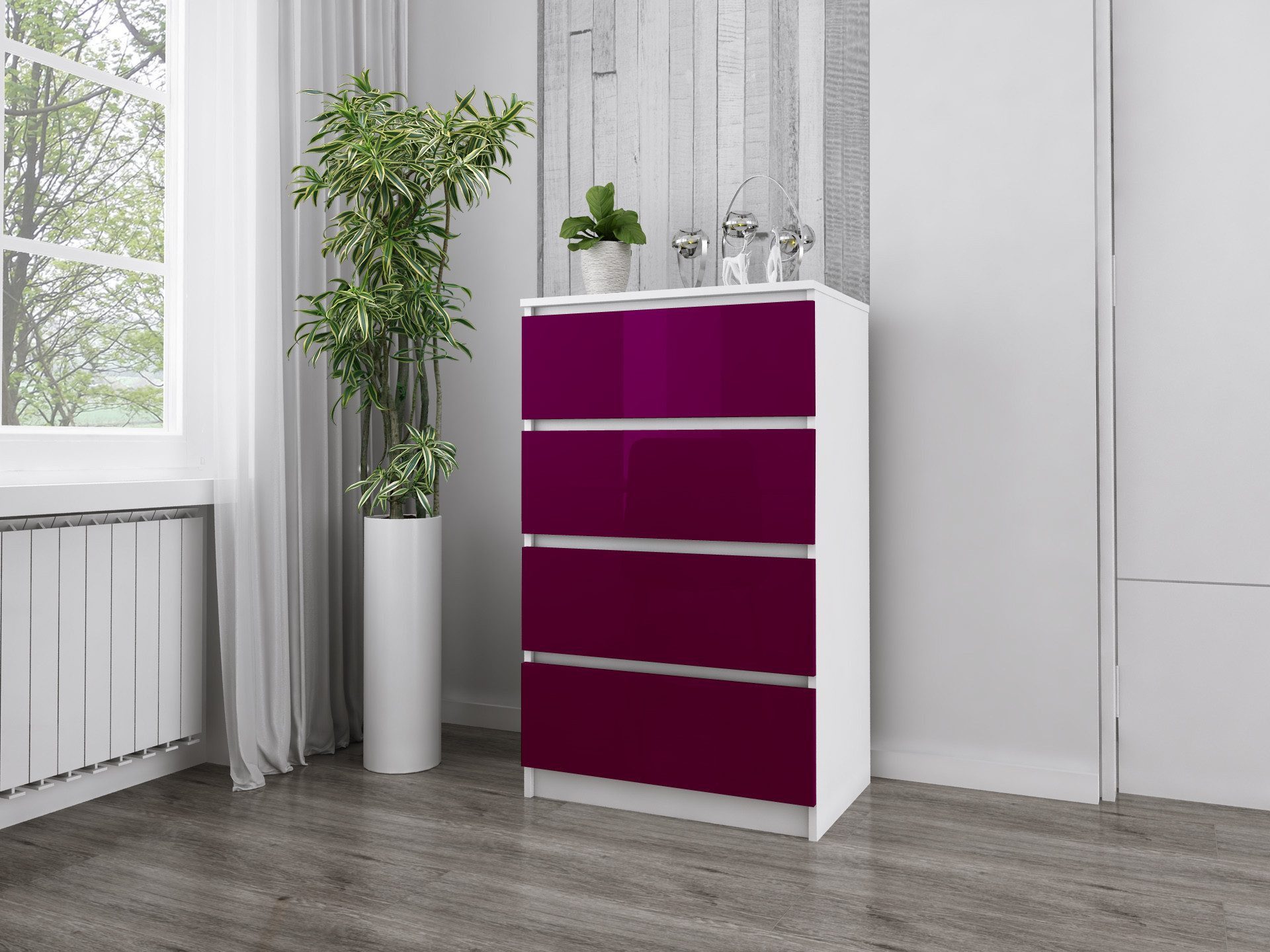 Faizee Möbel Schubkastenkommode Faizee Home Zoe Kommode 80 cm mit 4 Schubladen für Wohn-& Schlafzimmer