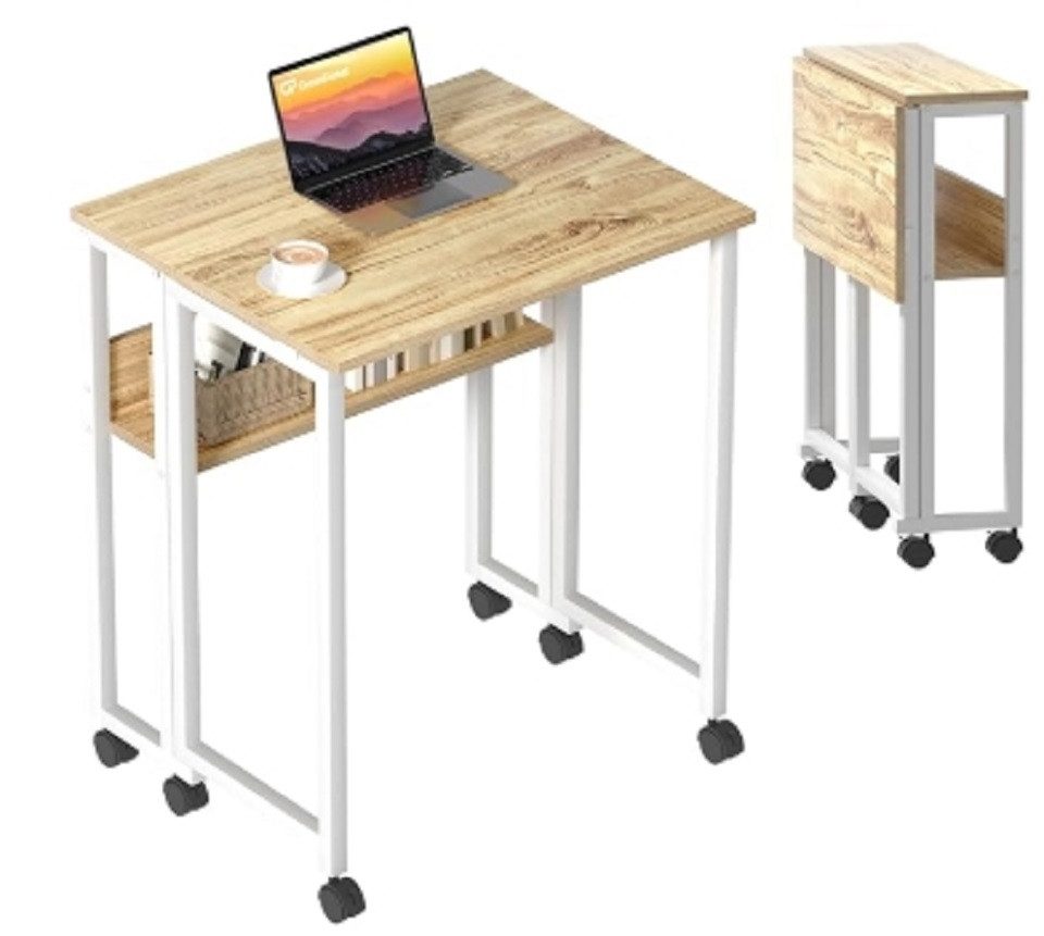 GarveeMore Schreibtisch Klappbarer mit Spanplattenplatte und Metallgestell, günstig online kaufen