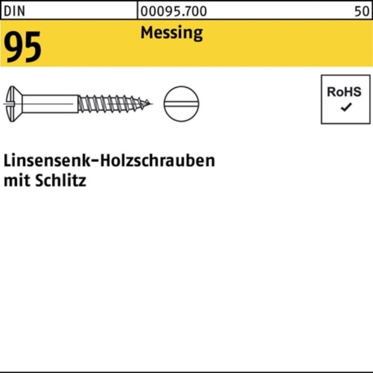 Stück 95 8 Holzschraube Messing Schlitz LIKO 500 2x Schraube 500er Reyher Pack DIN DI