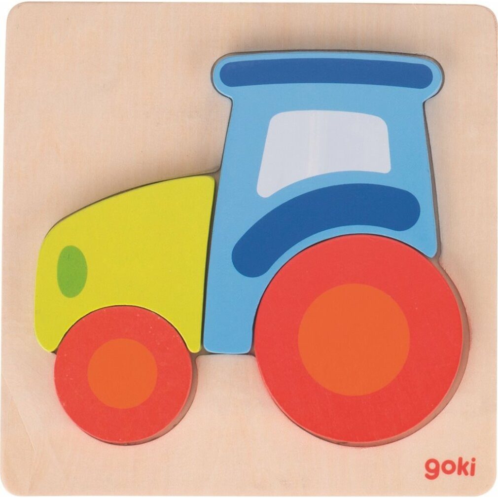goki Puzzle Holzpuzzle Feuerwehrauto 4 Teile, Puzzleteile