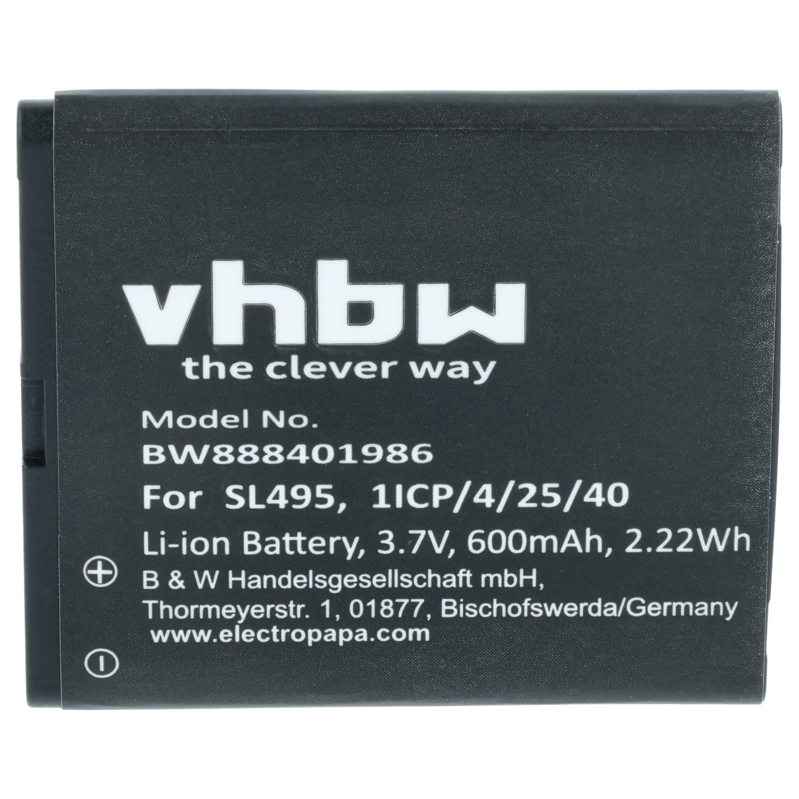 vhbw Akku passend für Bea-fon SL595 Plus, SL595, SL495 Klapphandy / Smartphone-Akku Akku Li-Ion 600 mAh (3,7 V, 1 St), Leistungsfähiger Austausch-Akku für Telefon, Smartphone