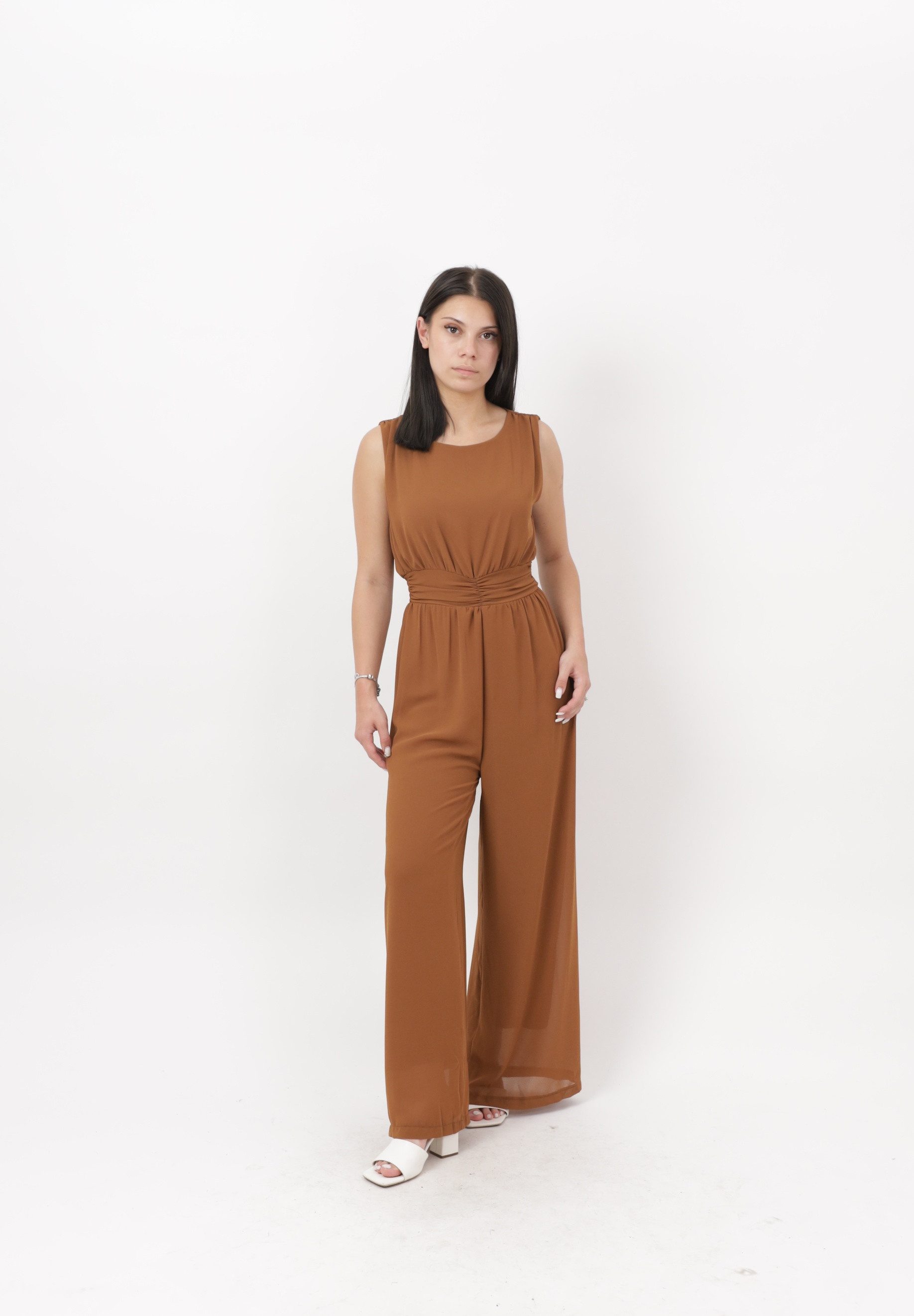 Elara Jumpsuit — Damen Overall mit weitem Bein, Taillenbund und Chiffon-Look