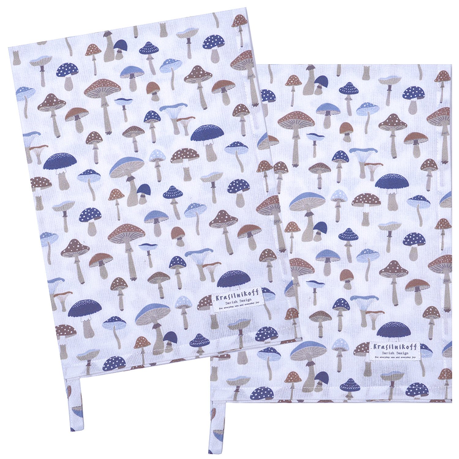 Krasilnikoff Geschirrtuch Mushroom, (2-tlg., 2-teilig), Geschirrtücher ca.50x70cm Baumwolle