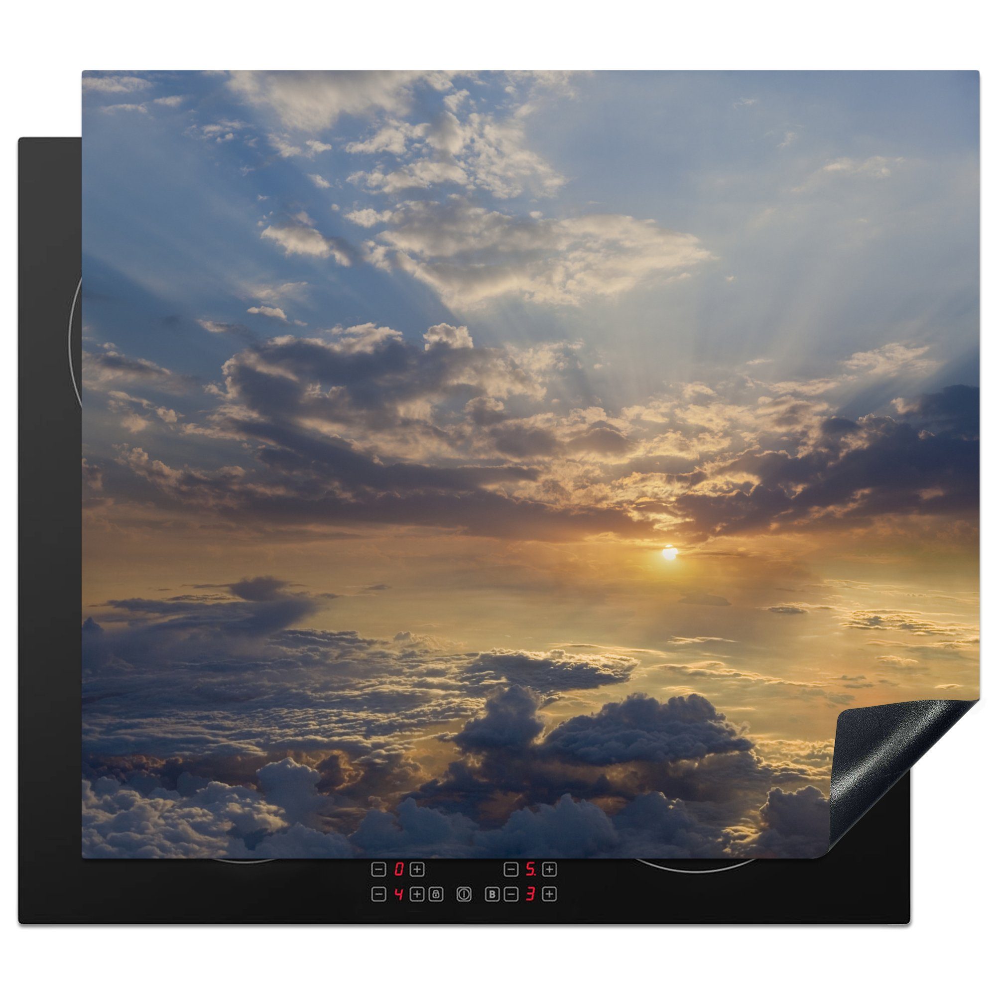 MuchoWow Herdblende-/Abdeckplatte Dramatischer Himmel bei Sonnenuntergang, Vinyl, (1 tlg), 60x52 cm, Mobile Arbeitsfläche nutzbar, Ceranfeldabdeckung