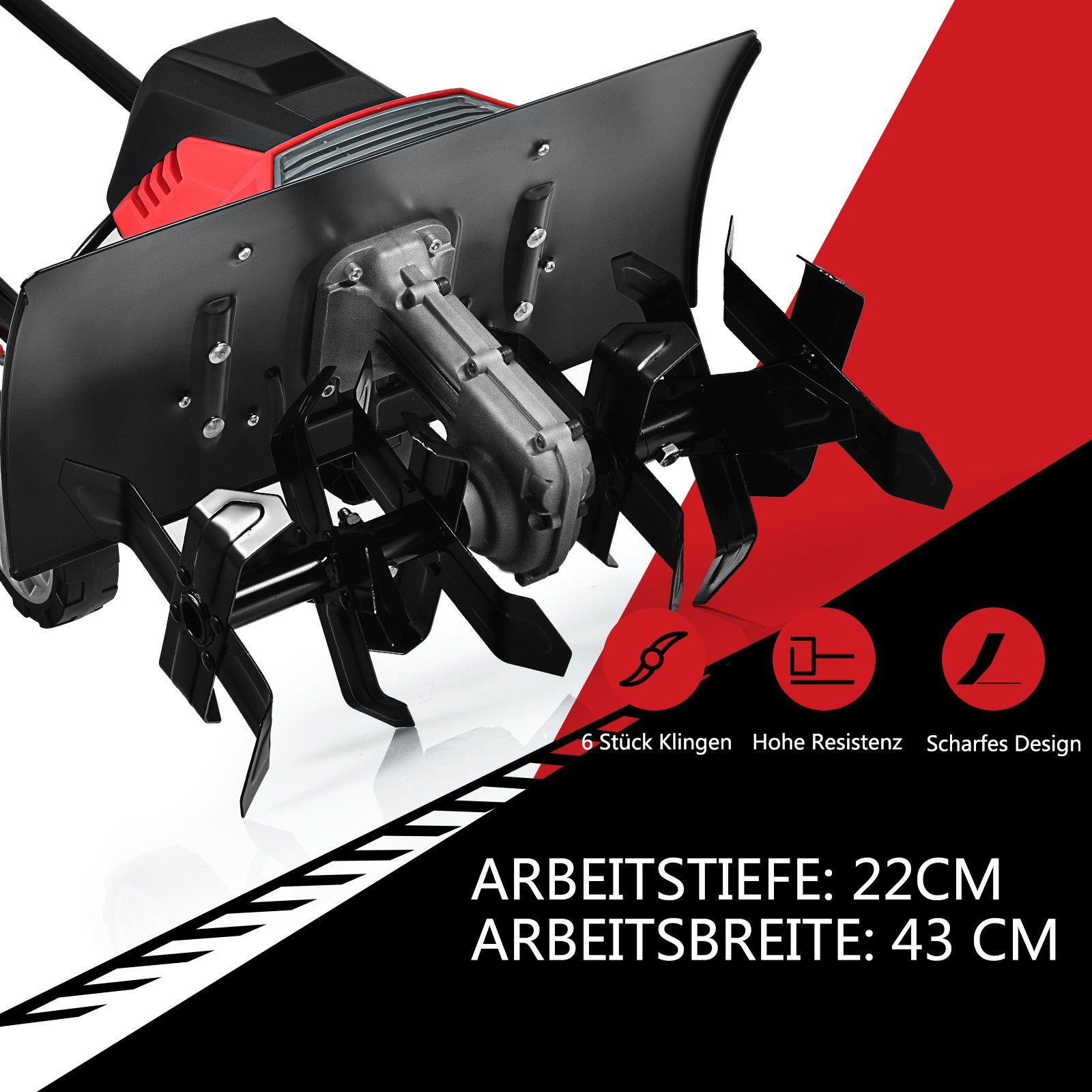 COSTWAY Gartenhacke, 6 Hackmesser, 1500W, 43cm günstig online kaufen